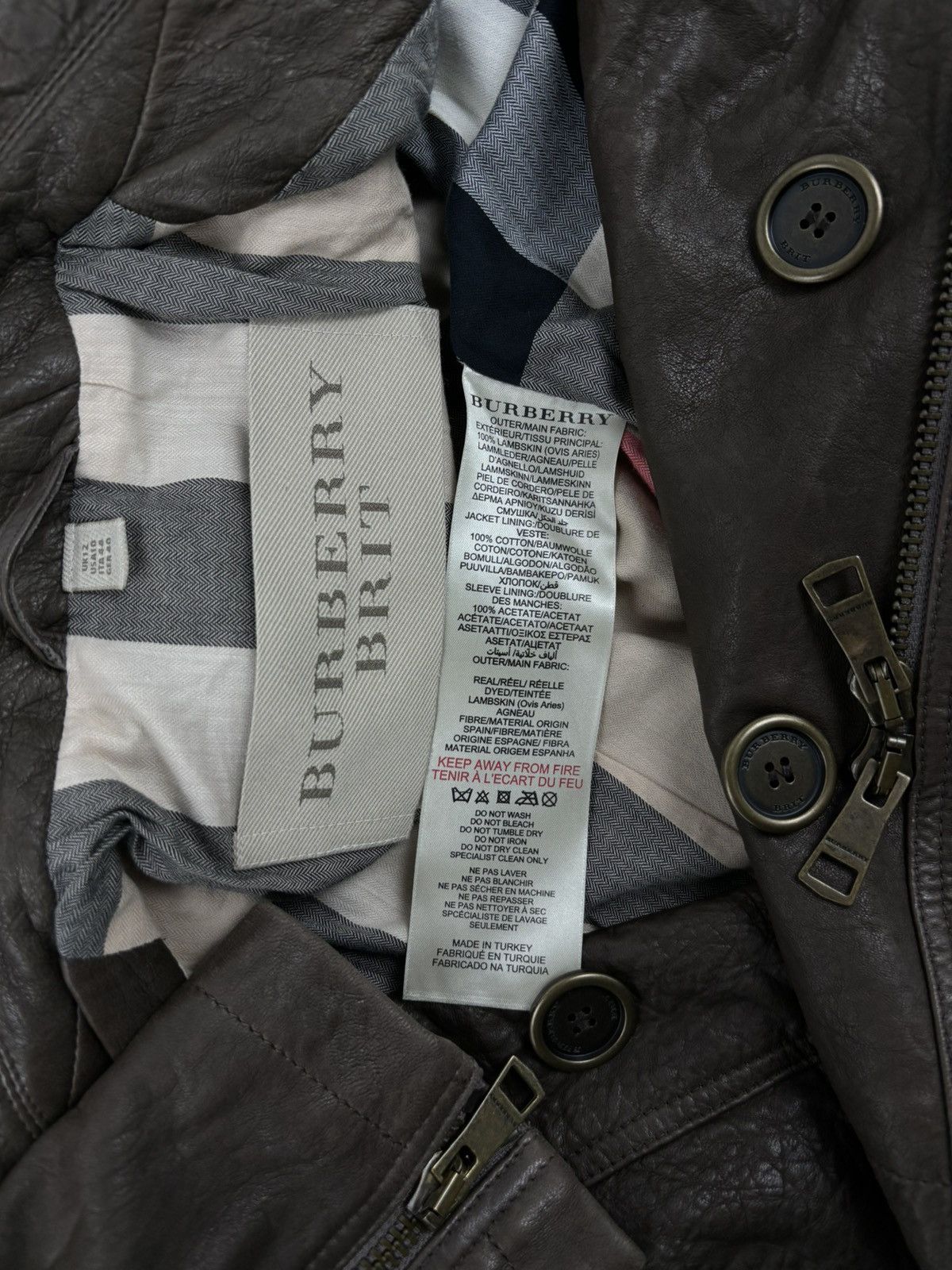 Burberry × Burberry Prorsum BRIT LAMBSKIN Nova Check Double-Breasted Zip Coat Belt Trench Jacket Size L / US 10 / IT 46 - 14 Thumbnail