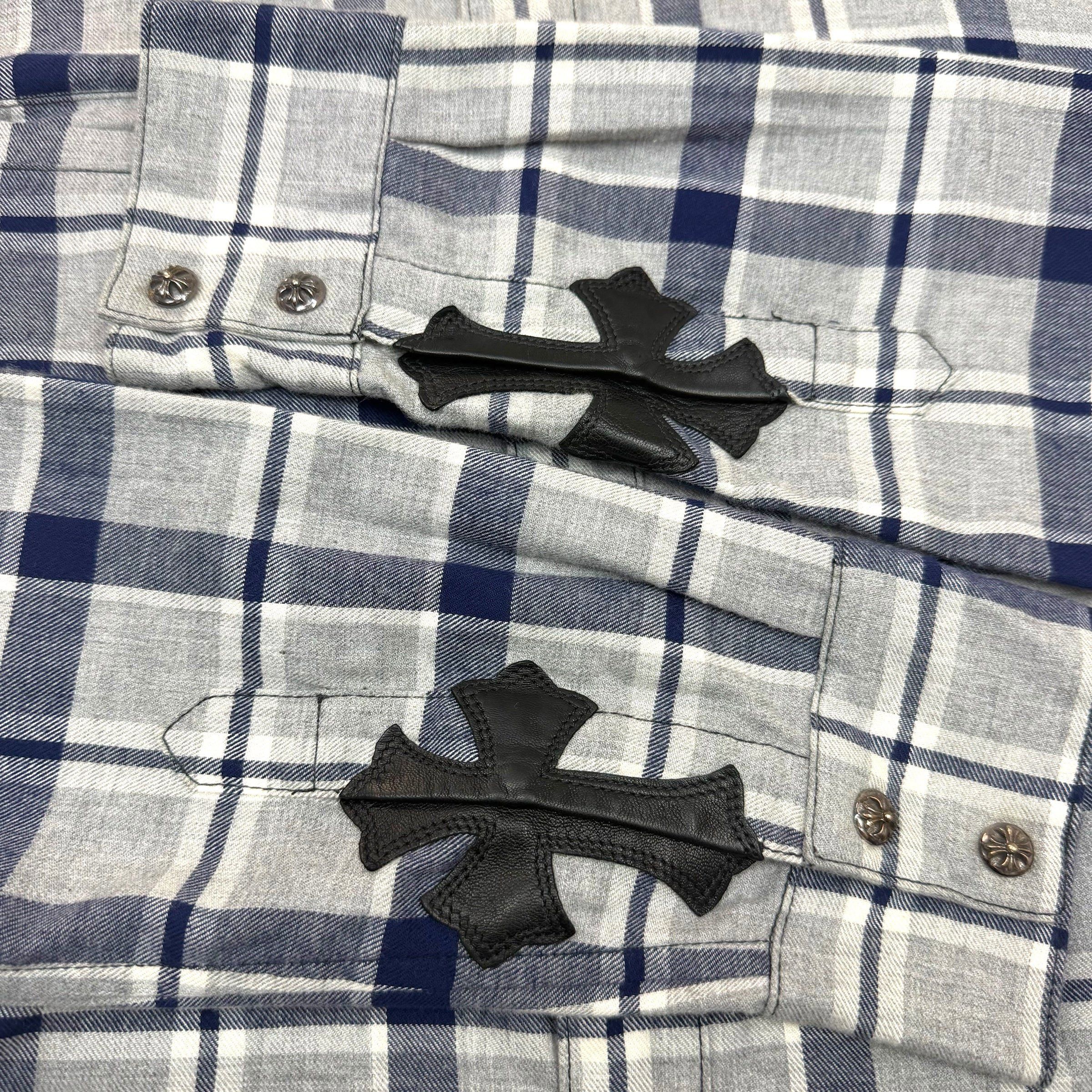 Chrome Hearts Chrome Hearts Blue/Grey Cross Patch Flannel S Size US S / EU 44-46 / 1 - 4 Thumbnail
