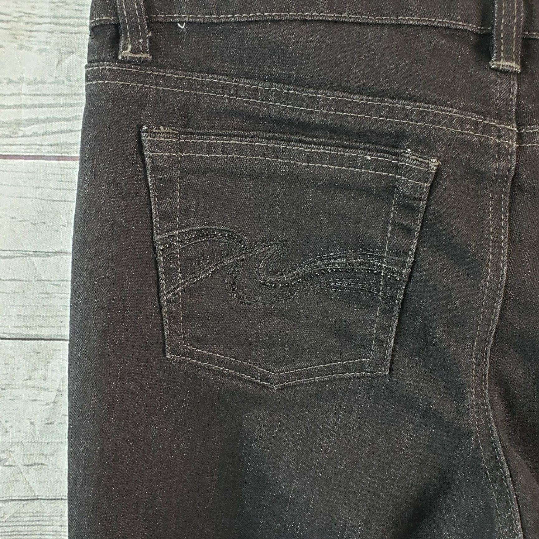 White House Black Market White House Black Market Womens Jeans Sz 2 Solid Black Low Rise Slim Leg Size 26" / US 2 / IT 38 - 5 Thumbnail