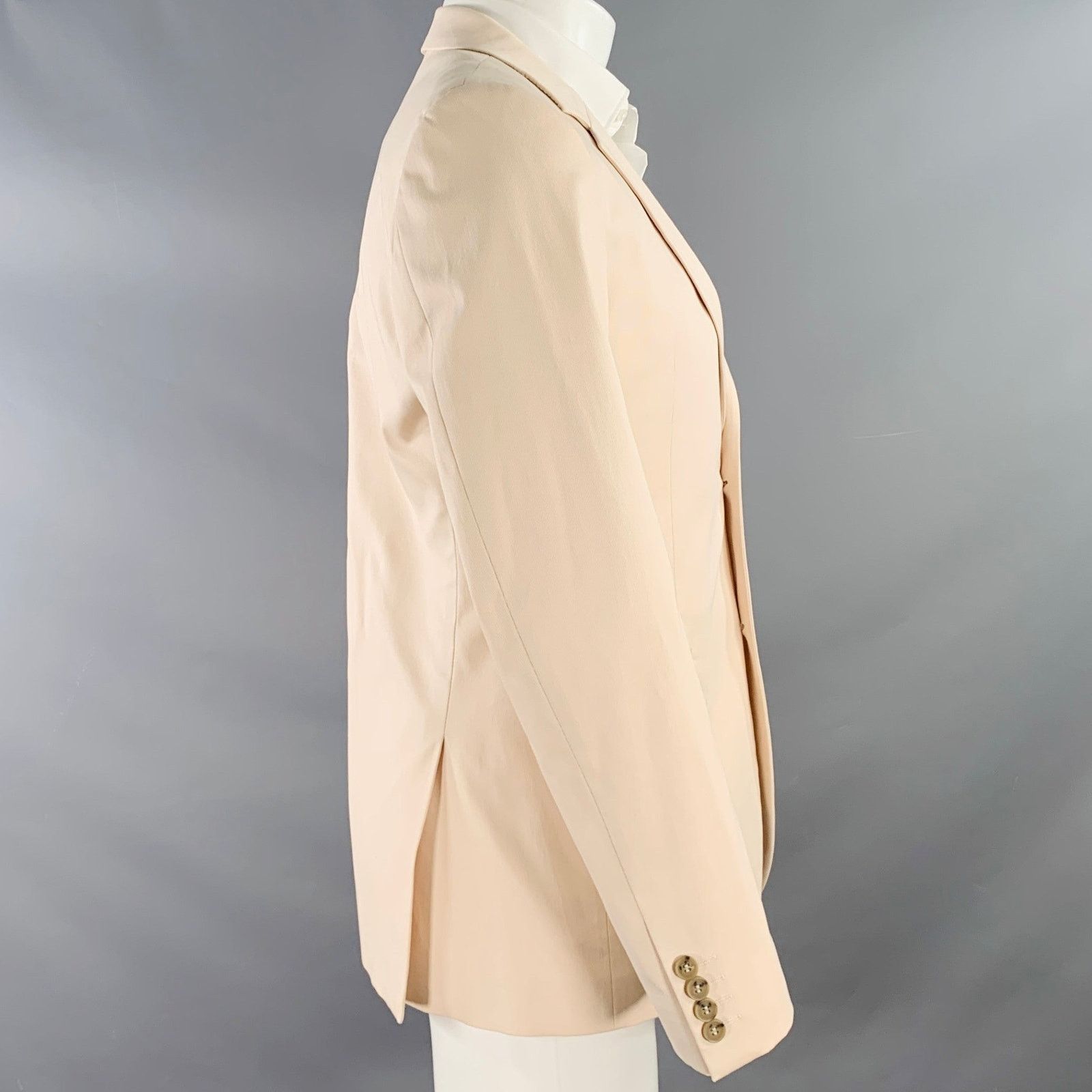 Calvin Klein Size 38 Cream Cotton Blend Notch Lapel Sport Coat Size 38R - 2 Thumbnail