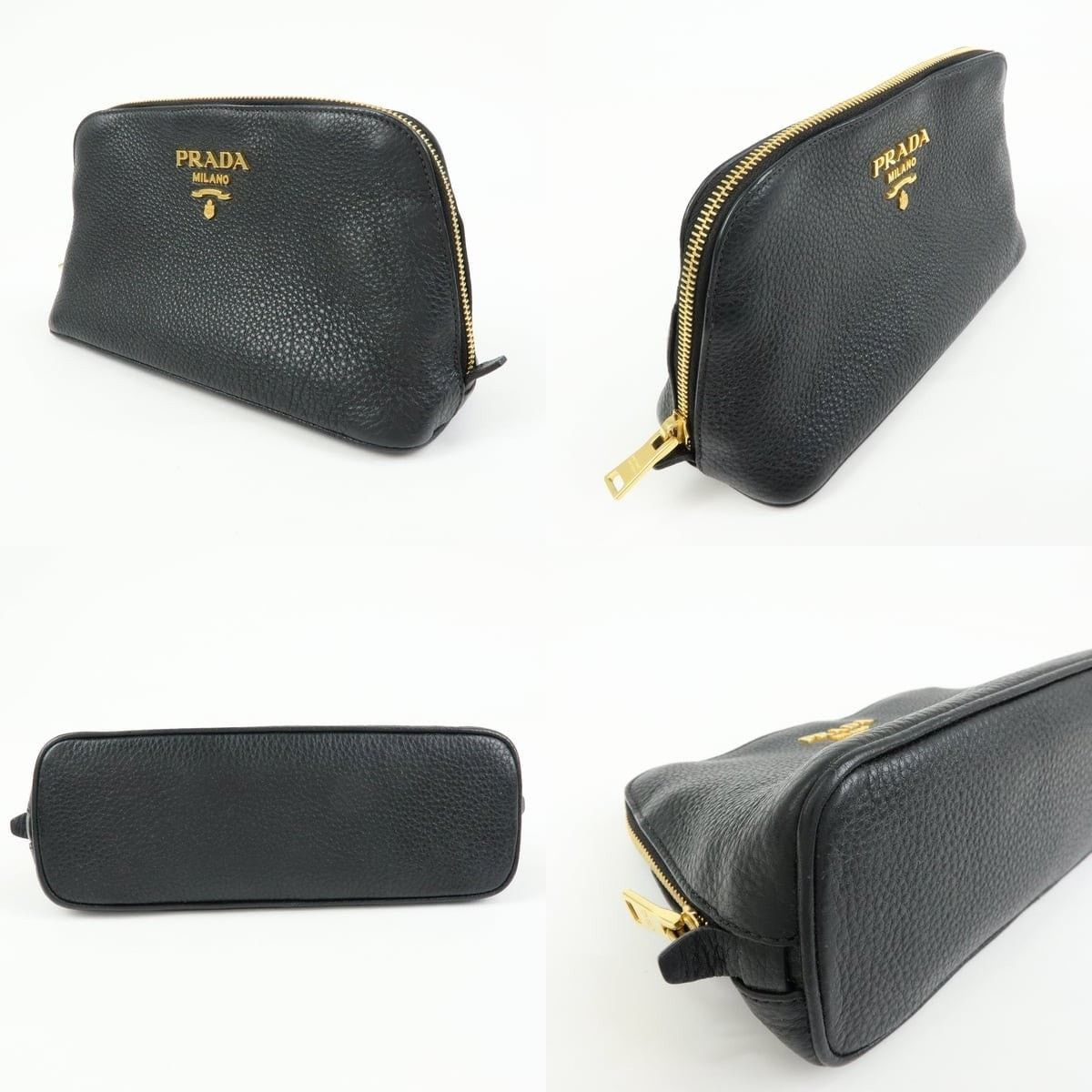 Prada Prada Logo Calfskin Cosmetic Pouch Black Size ONE SIZE - 3 Thumbnail