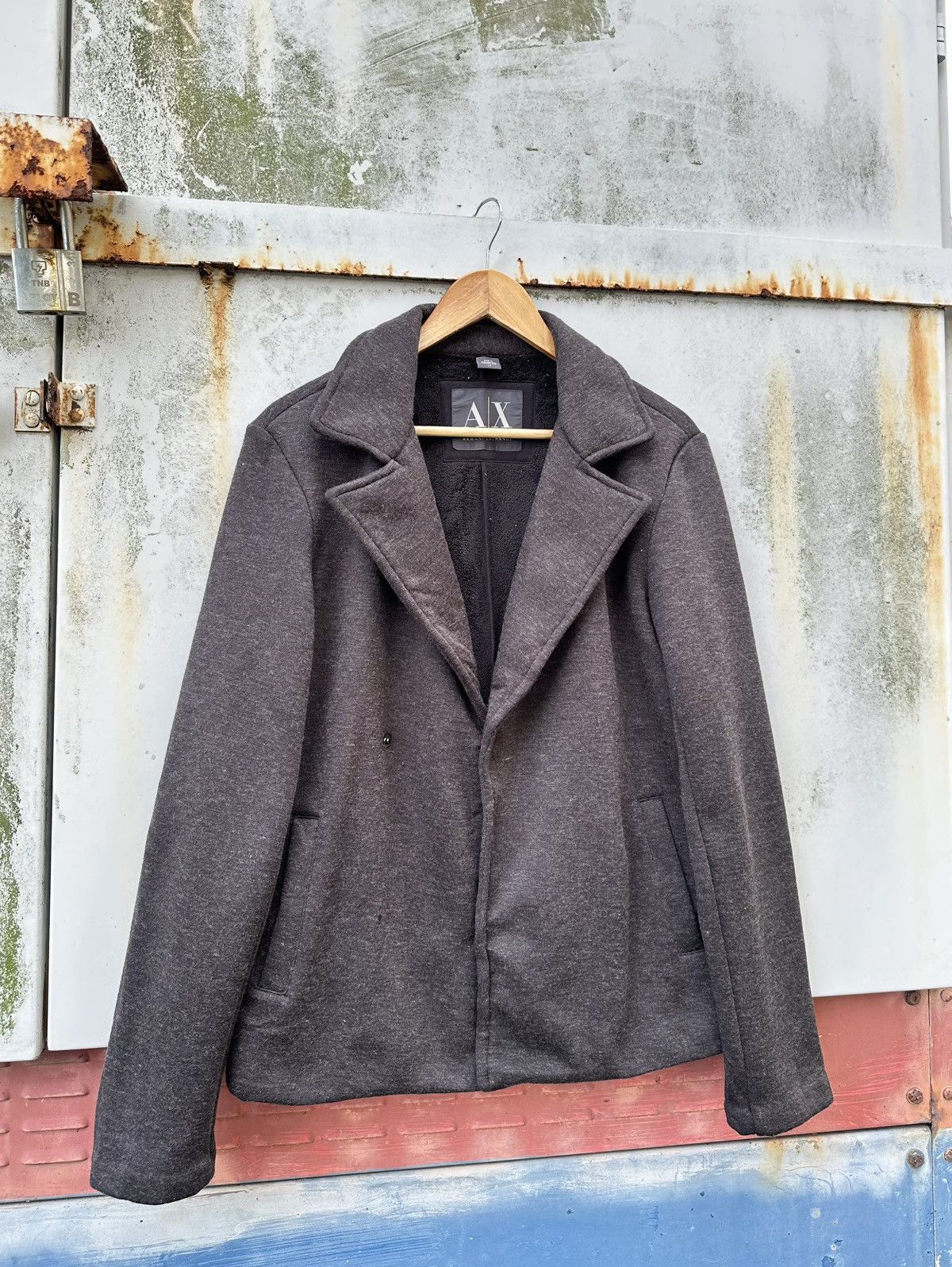 Armani Exchange Armani Exchange Fleece Lined Wool Double Breasted Jacket Size US M / EU 48-50 / 2 - 5 Thumbnail
