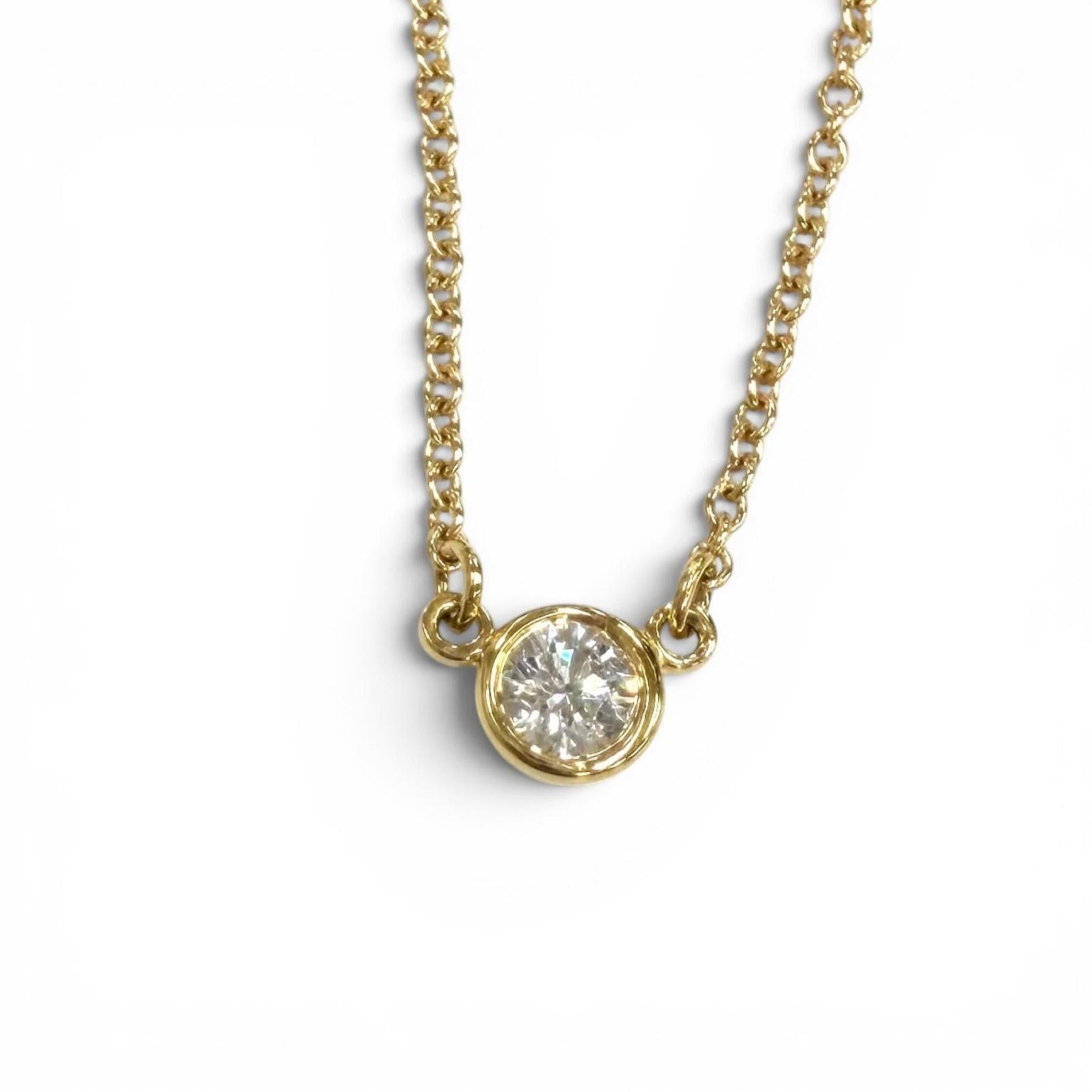 Tiffany & Co. TIFFANY&Co. Tiffany Elsa Peretti By the Yard 1P Diamond Necklace 750 (YG) approx. 0.05ct Diameter 3.9mm Yellow Gold Weight 1.88g Women's Size ONE SIZE - 1 Thumbnail