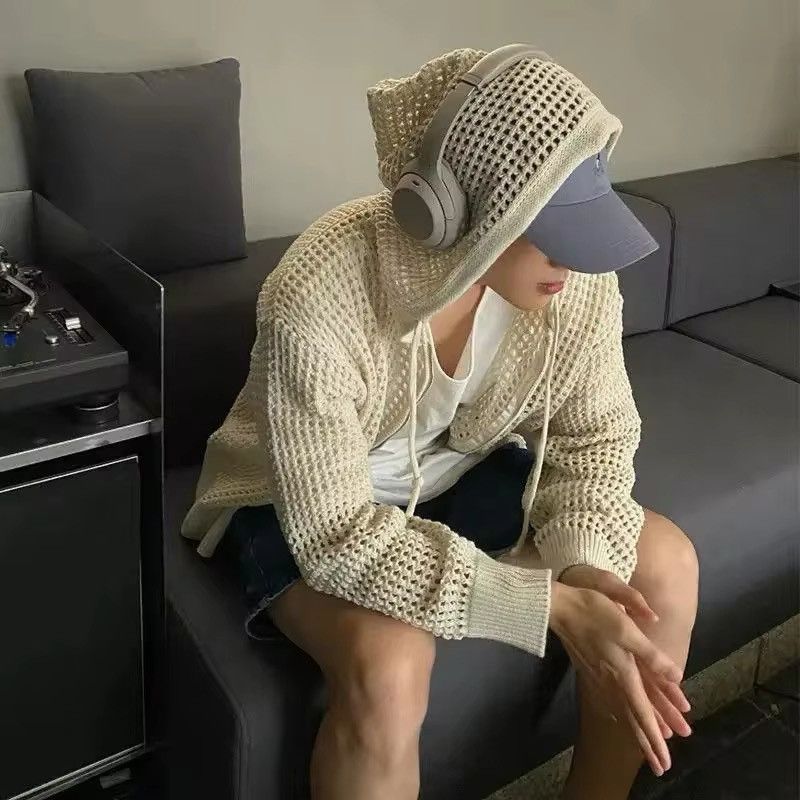 Other Knitted Design Zip Up Hole Sweater Pullover Y2K Size US L / EU 52-54 / 3 - 1 Thumbnail