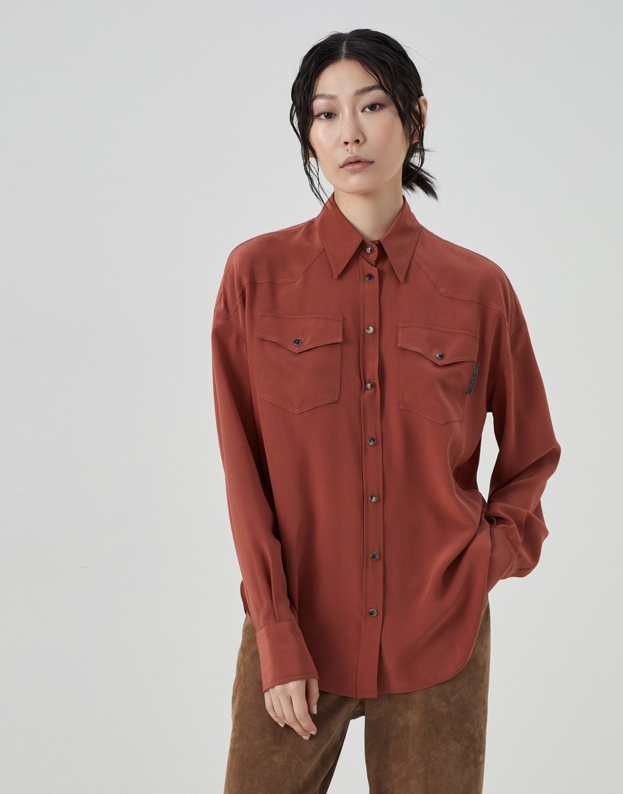 Brunello Cucinelli o1la1rc1a0225 Shirt With Pockets in Red Size M / US 6-8 / IT 42-44 - 1 Thumbnail