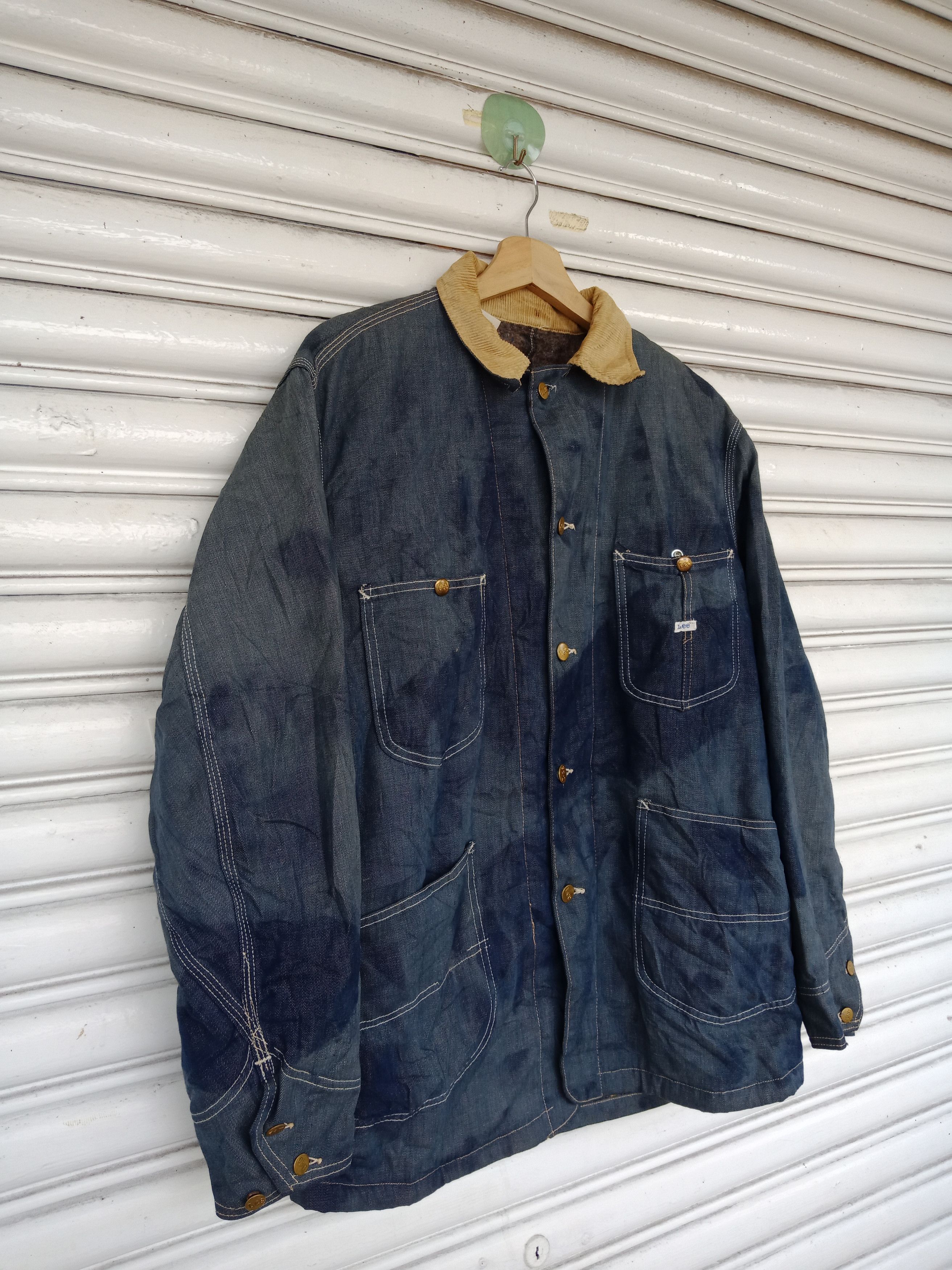 Lee 70s Lee Blanket Washed Blue Faded Chore Denim Jacket Size US L / EU 52-54 / 3 - 4 Thumbnail