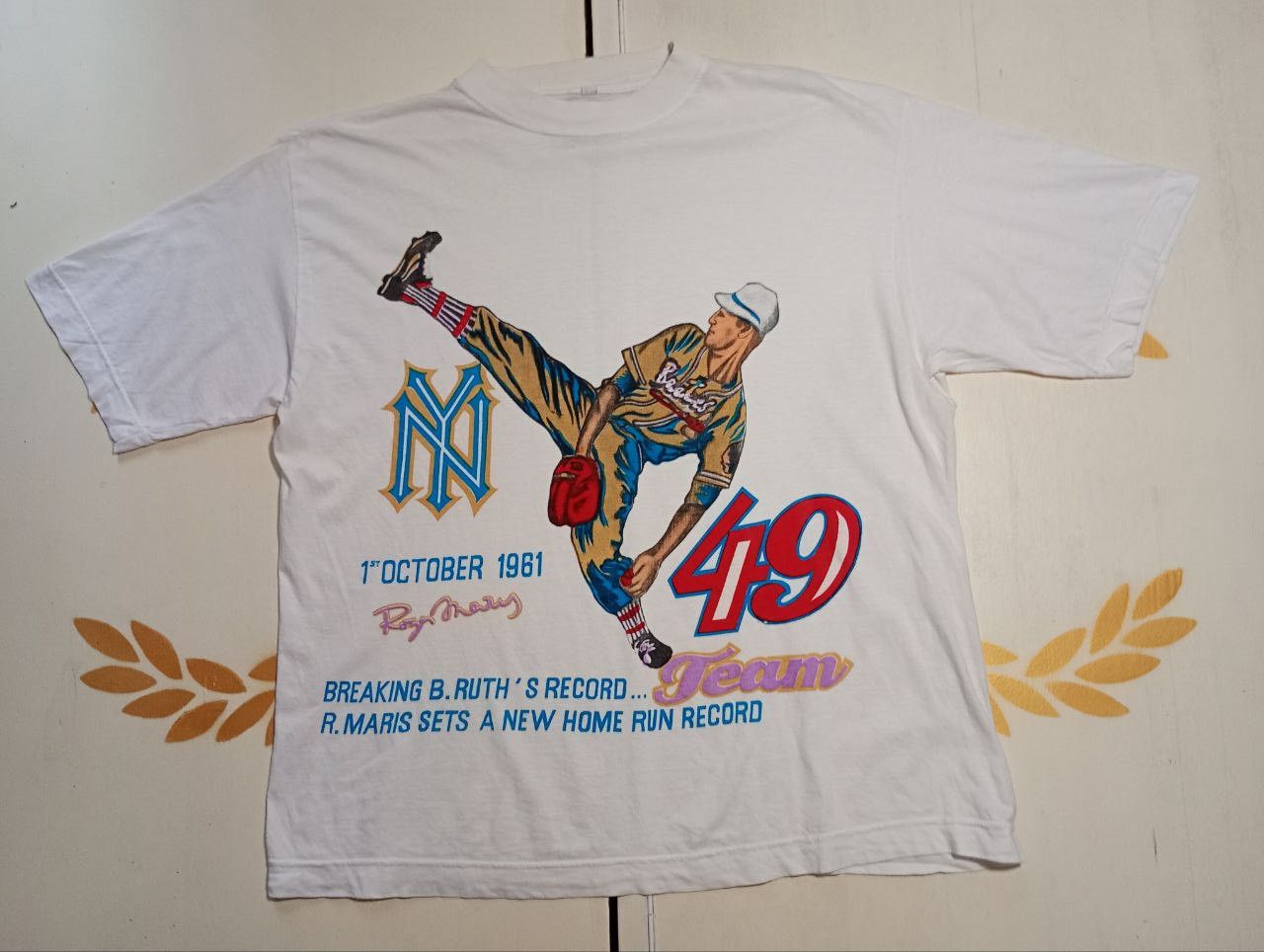 Other Chevrier R.Maris Home Run Record 1.10.1961 T-Shirt Vintage Size US M / EU 48-50 / 2 - 2 Thumbnail