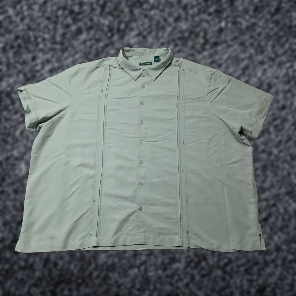 Cubavera Cubavera Shirt Mens 4XL Green Pleated Short Sleeve Button Front Rayon Casual Size US XXL / EU 58 / 5 - 1 Thumbnail