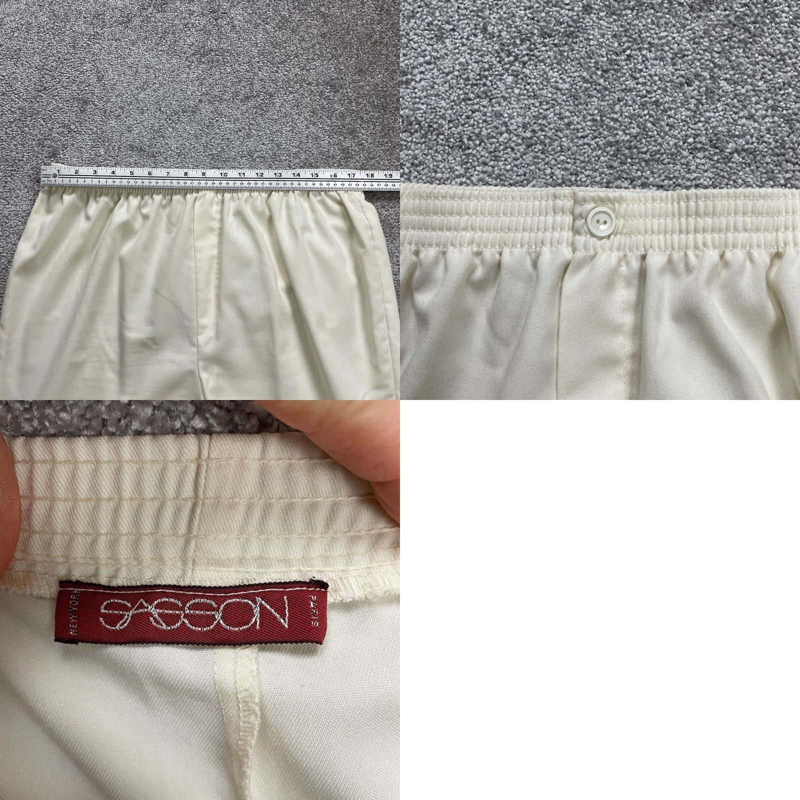 Vintage Sasson Dress Pants Women Cream Elastic Waist Straight Leg Trouser Workwear 34x28 Size 24" / US 00 / IT 34 - 8 Thumbnail