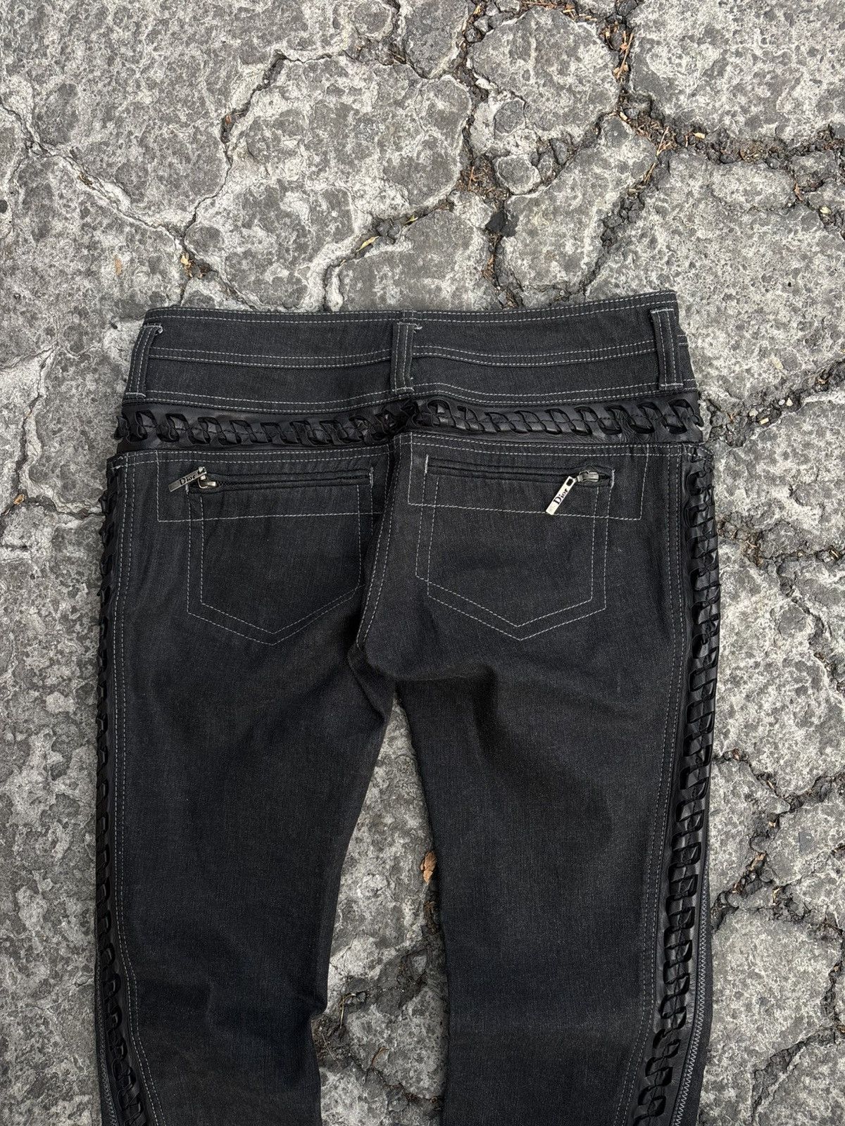 Dior christian dior jeans leather braid black 2006 by galiano Size 27" / US 4 / IT 40 - 2 Thumbnail