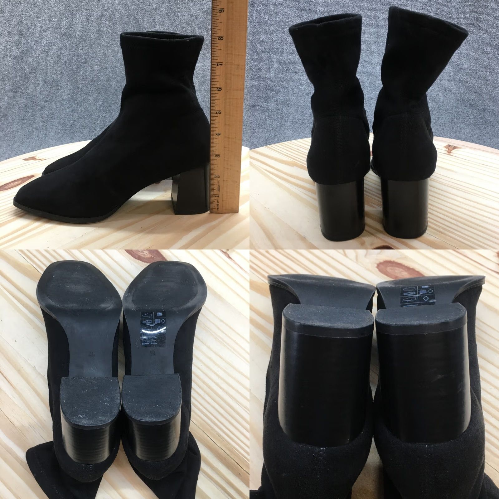 H&M H&M Boots Womens 40 Casual Pull On Ankle Sock Bootie Black Fabric Block Heels Size US 9 / IT 39 - 8 Thumbnail