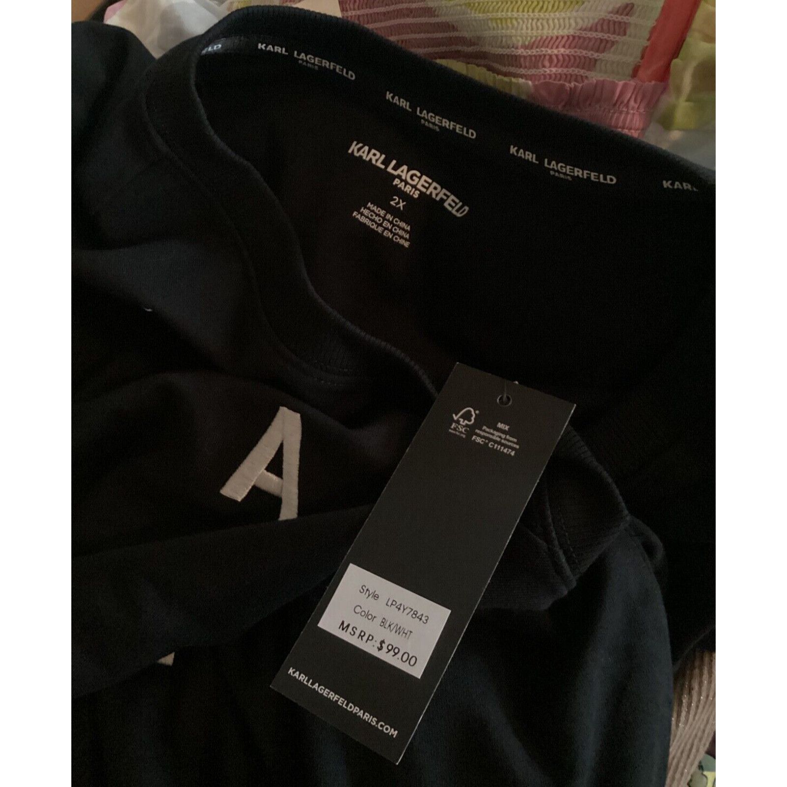 Karl Lagerfeld KARL LAGERFELD SWEATSHIRT WHITE EMBROIDERED LOGO BLACK 2X Size XXL / US 16-18 / IT 52-54 - 6 Thumbnail