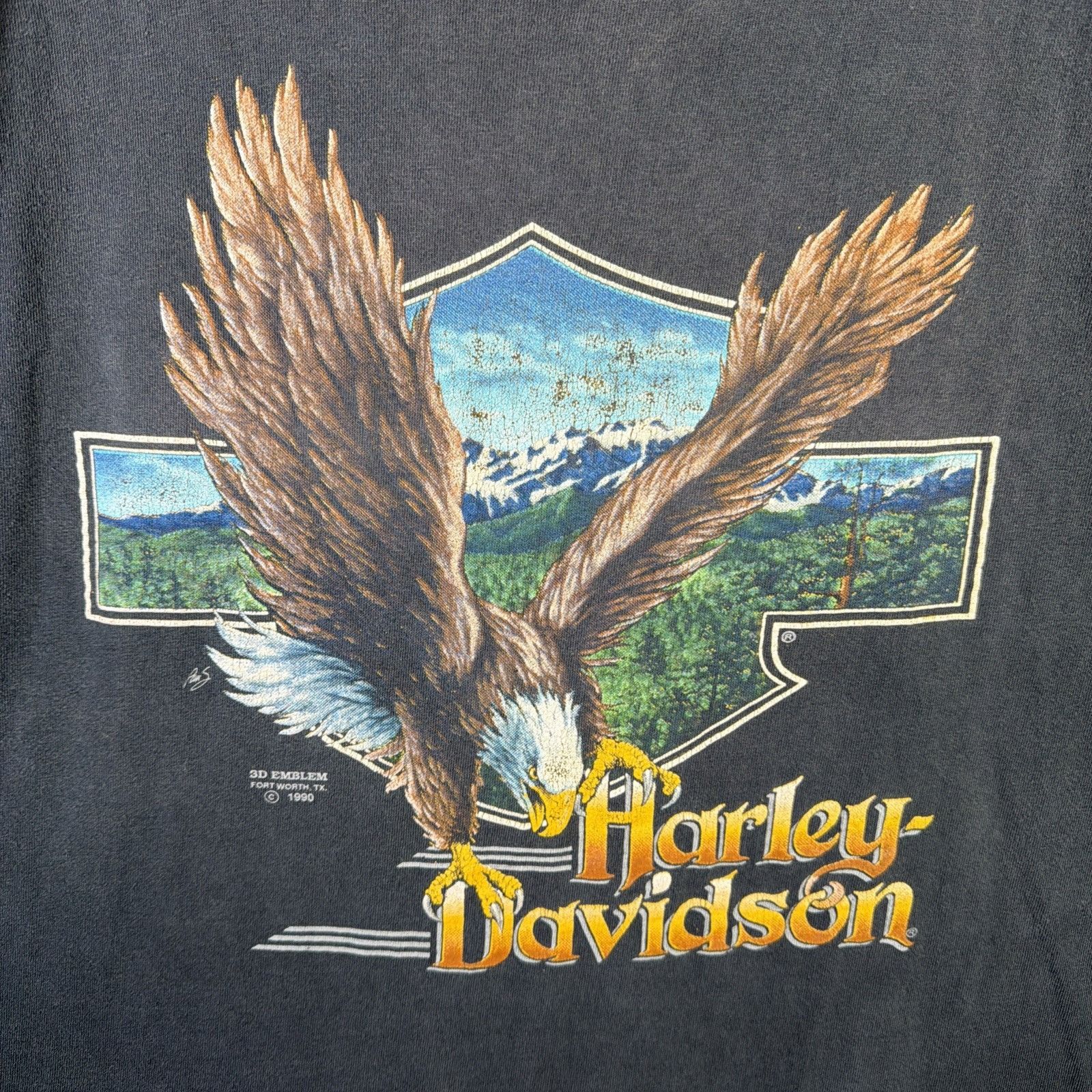 Harley Davidson Vintage Harley Davidson Shirt XL Black 90s 3D Emblem Eagle Size US XL / EU 56 / 4 - 3 Thumbnail