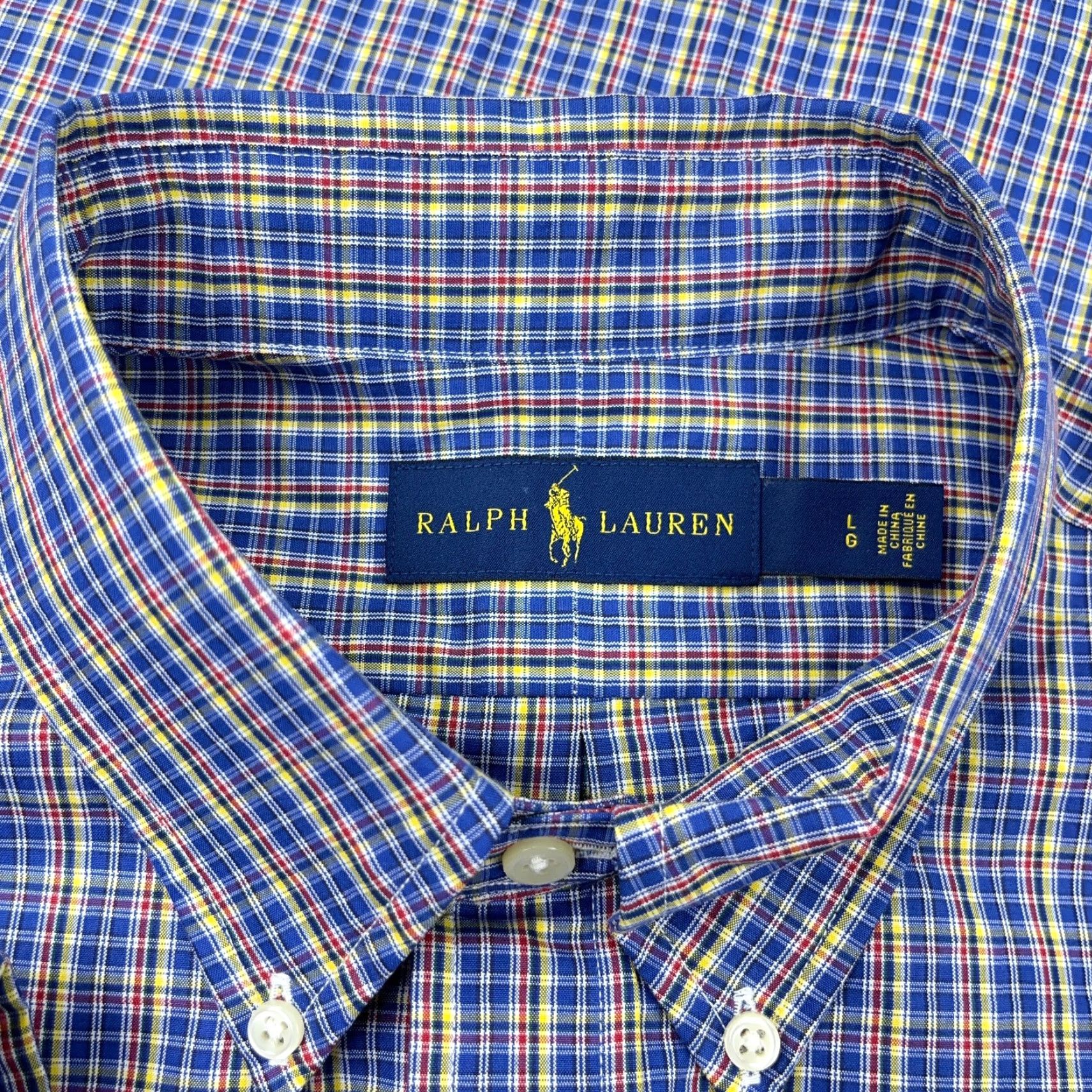 Ralph Lauren Ralph Lauren Shirt Men Large Blue Red Plaid Button Up Dress Poplin Windowpane A6 Size 42R - 3 Thumbnail