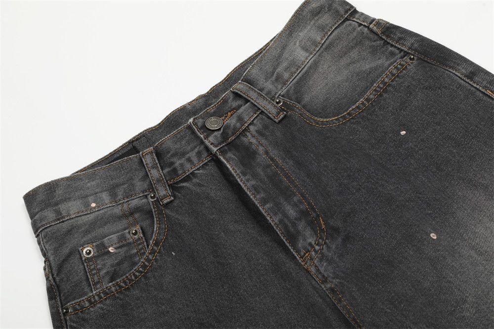 Jean Men's ink-splashed distressed punk washed straight jeans Size US 34 / EU 50 - 3 Thumbnail