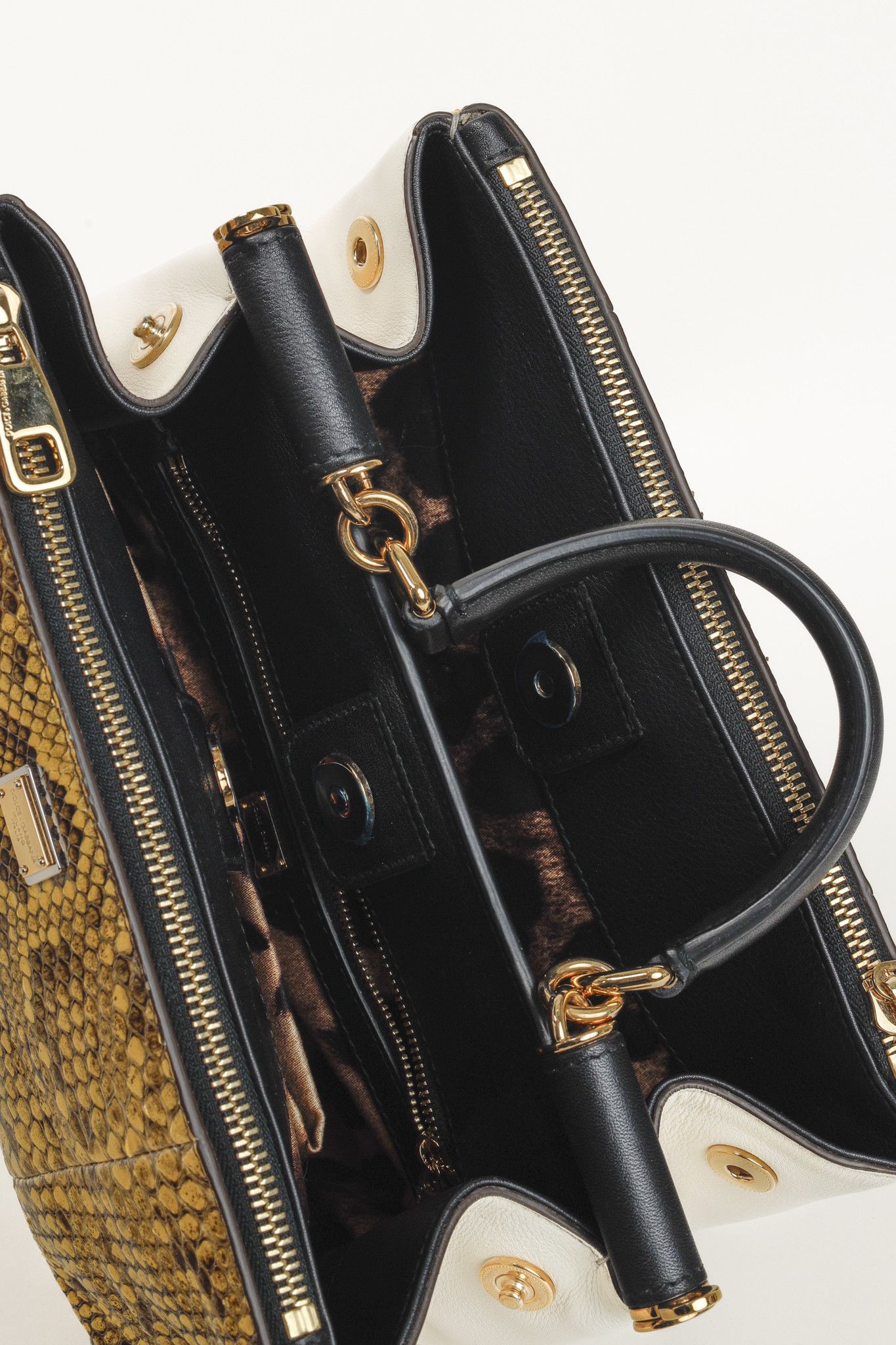 Dolce & Gabbana Dolce & Gabbana Yellow Python Cream Leather Miss Sicily Tote Size ONE SIZE - 16 Thumbnail