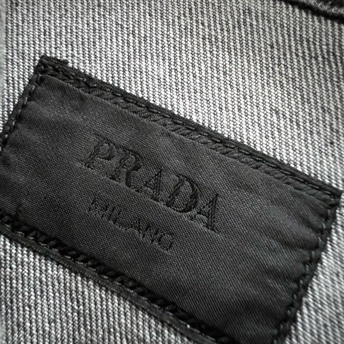 Prada Prada Gray Washed Triangle Logo Denim Shirt Size US M / EU 48-50 / 2 - 4 Thumbnail