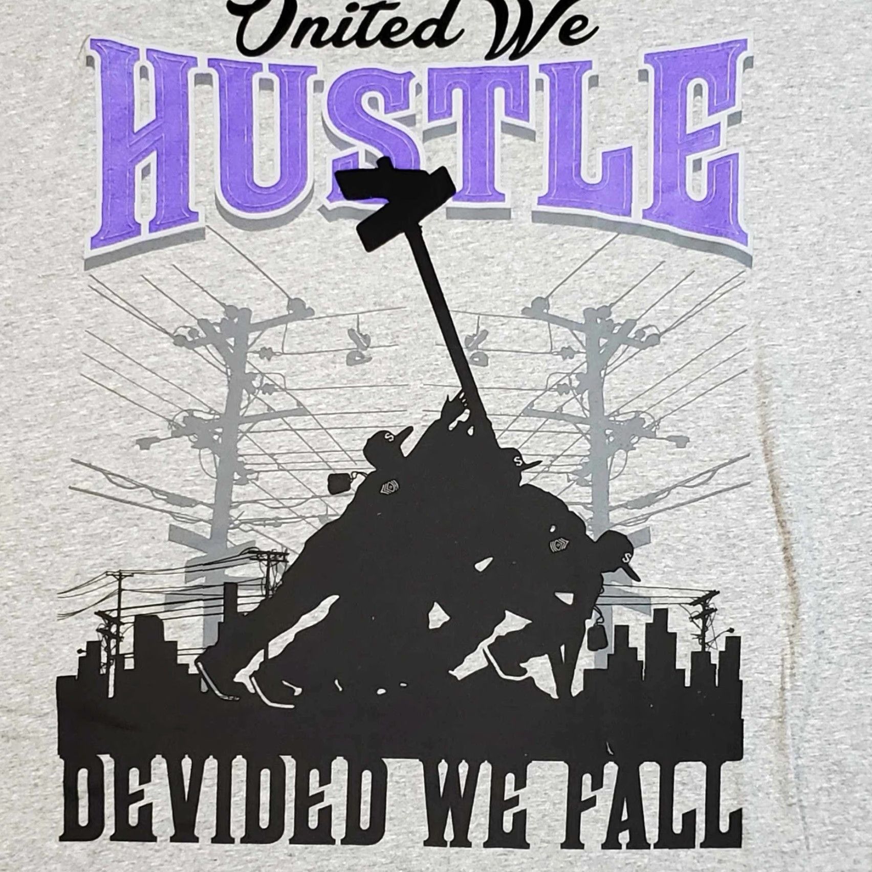 J Brand VINTAGE 6XL Iced Out United We Hustle Tee Shirt Mens Gray Short Sleeve Crew Neck Hip Hop Street Wear Cars 2000s Size US XXL / EU 58 / 5 - 2 Thumbnail