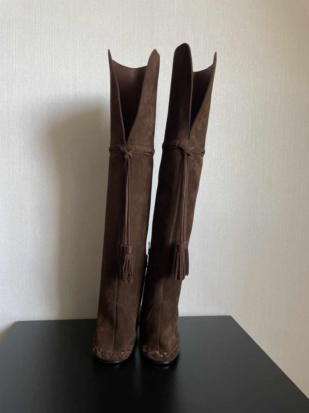 Celine Celine Marlou Suede/Leather over-the-knee Boots in Brown Size US 6 / IT 36 - 10 Thumbnail
