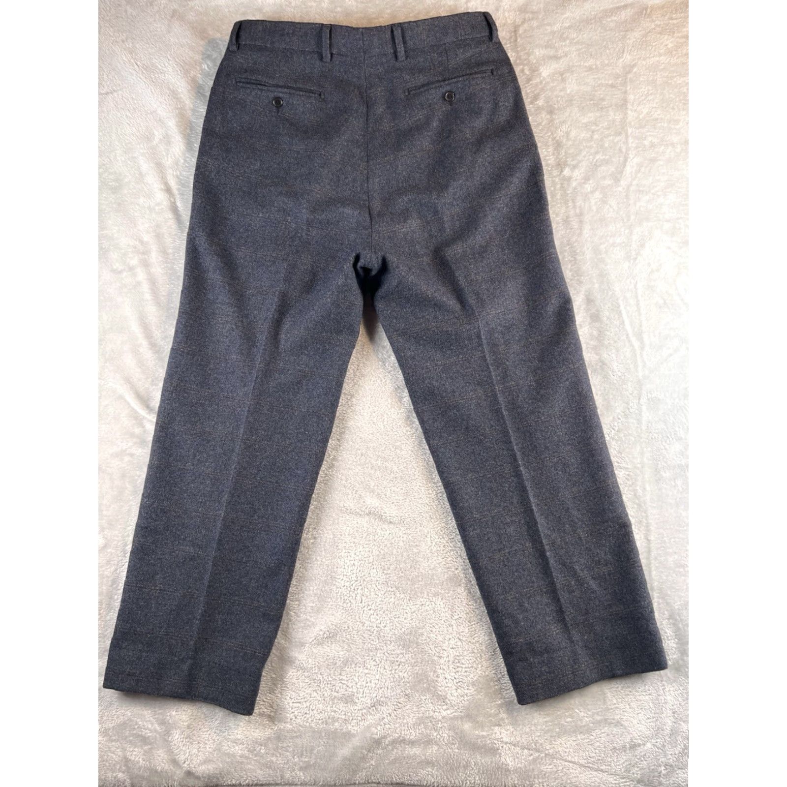 Joseph Abboud VINTAGE Joseph Abboud Pants Mens 33 Regular Wool Plaid Gray 90s Preppy Dress Front Zipper Button Cadet Gray Possible 27.5 Inseam Mens Size US 33 - 2 Thumbnail