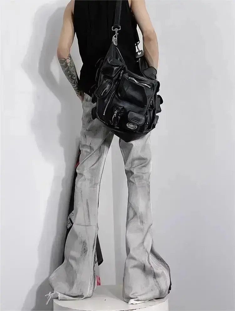 Japanese Brand Retro spray painted micro horn jeans Size US 32 / EU 48 - 4 Thumbnail