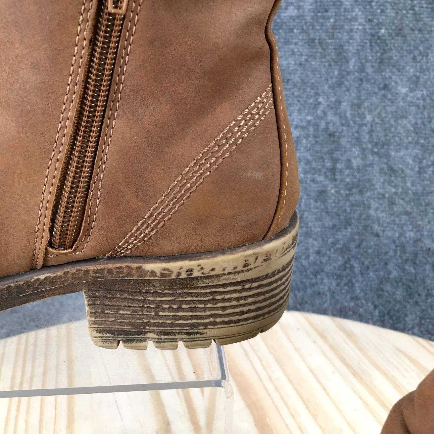 Vintage Maurices Boots Womens 8 M Chelsea Brown Leather Pull On Round Toe Block Heels Shoes Size US 8 / IT 38 - 4 Thumbnail