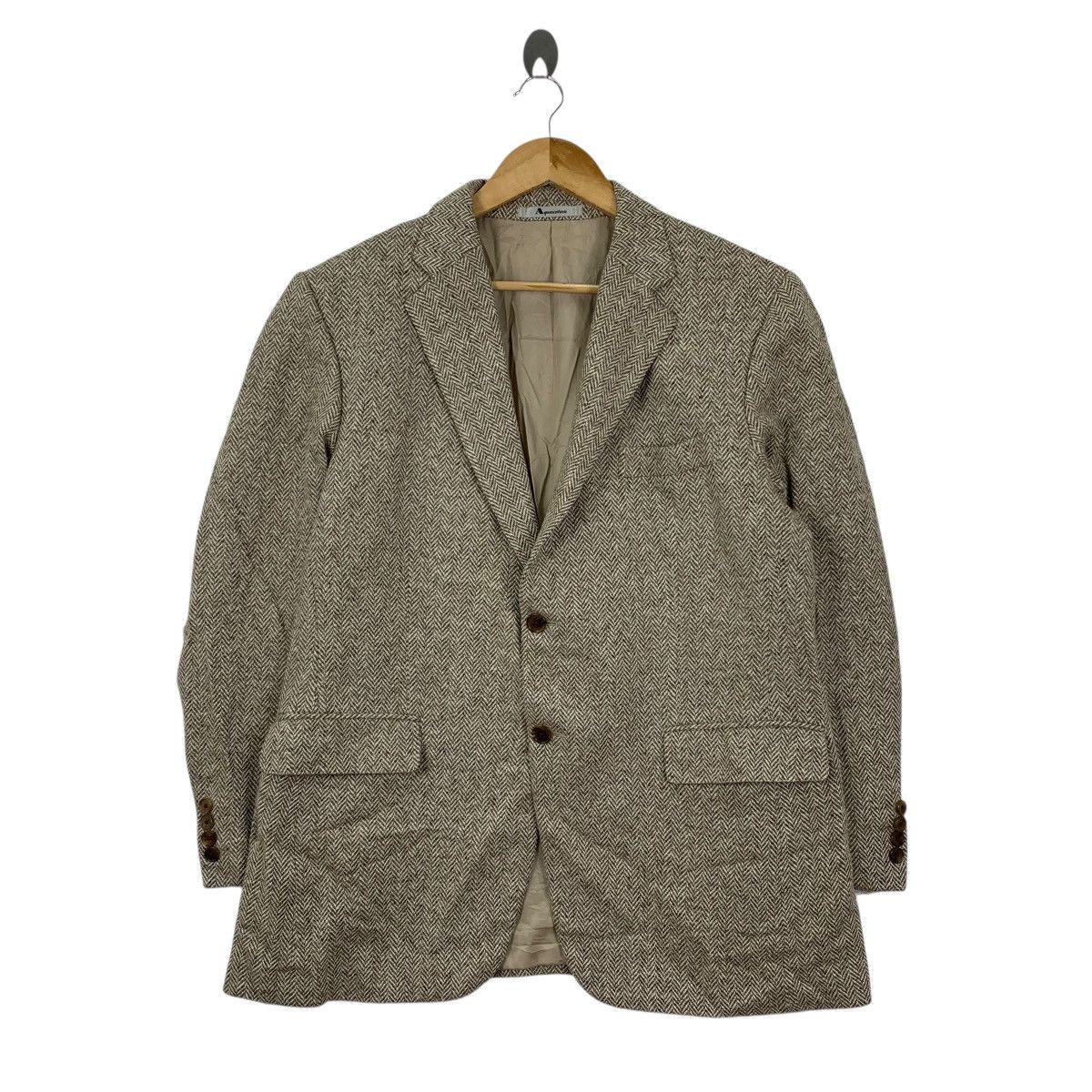 Aquascutum Vintage AQUASCUTUM LONDON Herringbone Blazer Coat Jacket Size US L / EU 52-54 / 3 - 1 Thumbnail