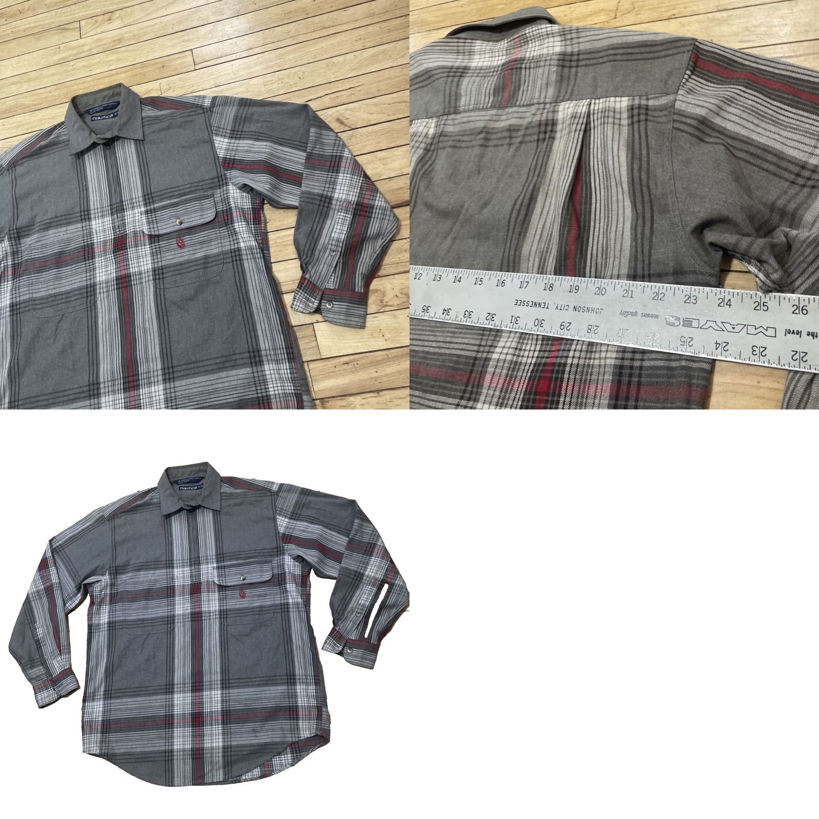 Nautica VINTAGE Nautica Shirt Men M 1/4 Zip Plaid Red Gray Grunge 90s Cotton Long Sleeve Warm Casual Workwear Size US M / EU 48-50 / 2 - 11 Thumbnail