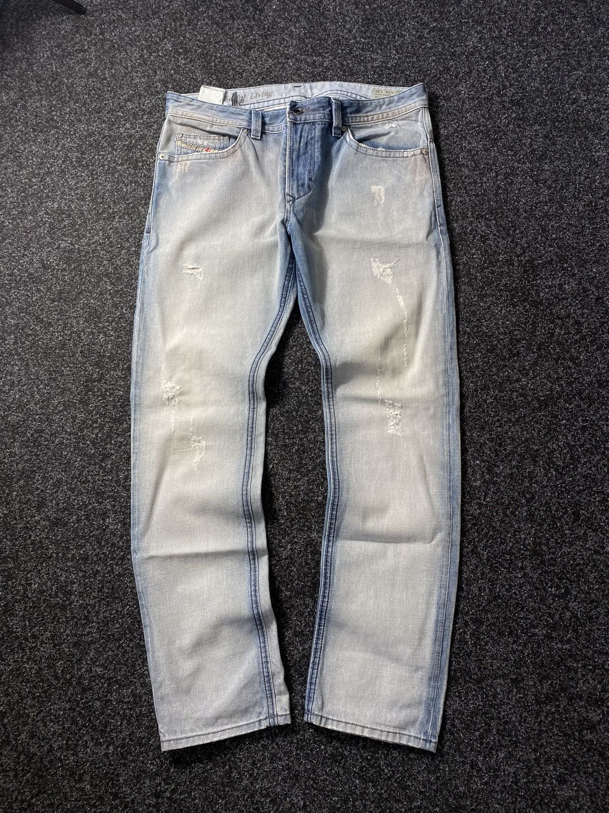 Diesel × Japanese Brand 🔥Diesel Washed Blue White Opium Punk Distressed Jeans Owens Size US 34 / EU 50 - 1 Thumbnail