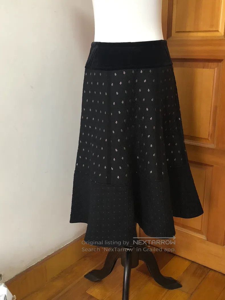 Comme des Garcons Comme Des Garcons size M Black Velvet Patchwork Flower Hon Size 23" - 2 Thumbnail