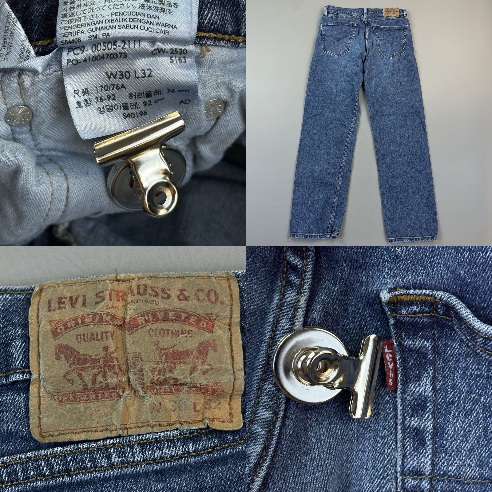 Levi's Levis 505 Jeans Mens 30x30 Blue Dark Wash Denim Regular Fit Stretch Casual - Levi's Jeans - 5-Pocket - Dark Wash - USA Retro Cowboy Theme Mens Jeans Size US 30 / EU 46 - 8 Thumbnail