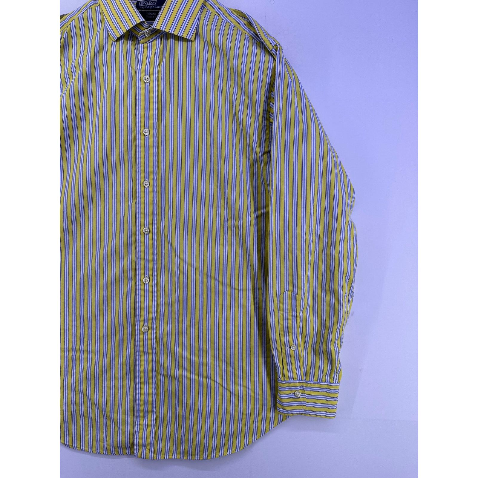 Polo Ralph Lauren Polo Ralph Lauren Yellow Blue Striped Shirt Size 17/34 Size US XL / EU 56 / 4 - 4 Thumbnail