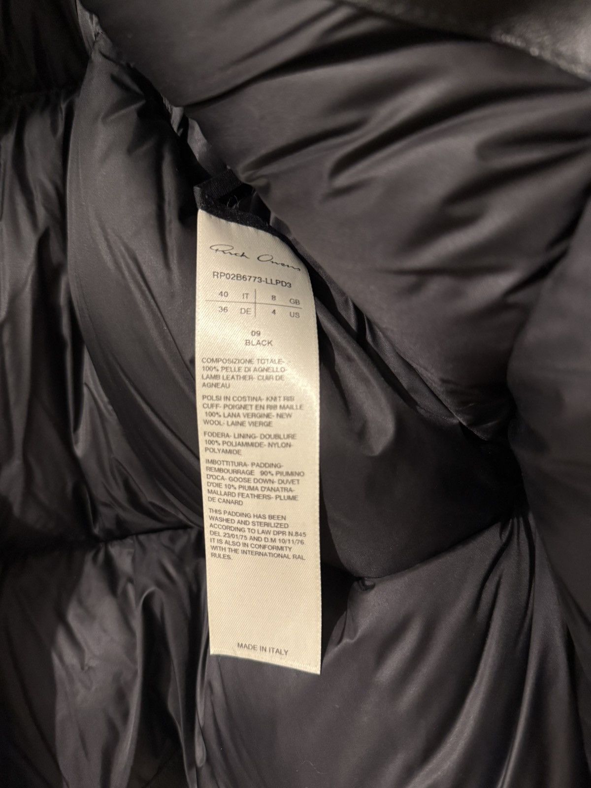Rick Owens Rick Owens Leather Funnel Neck Down Puffer Jacket Size US M / EU 48-50 / 2 - 5 Thumbnail