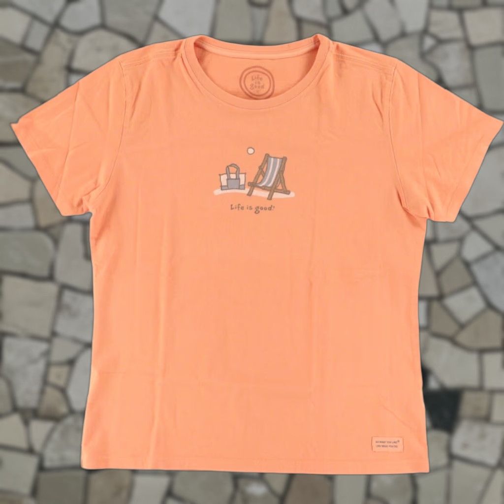 Life is Good Life is Good Beach Chair Solid T-Shirt Orange Women's S Shirt Size S / US 4 / IT 40 - 1 Thumbnail