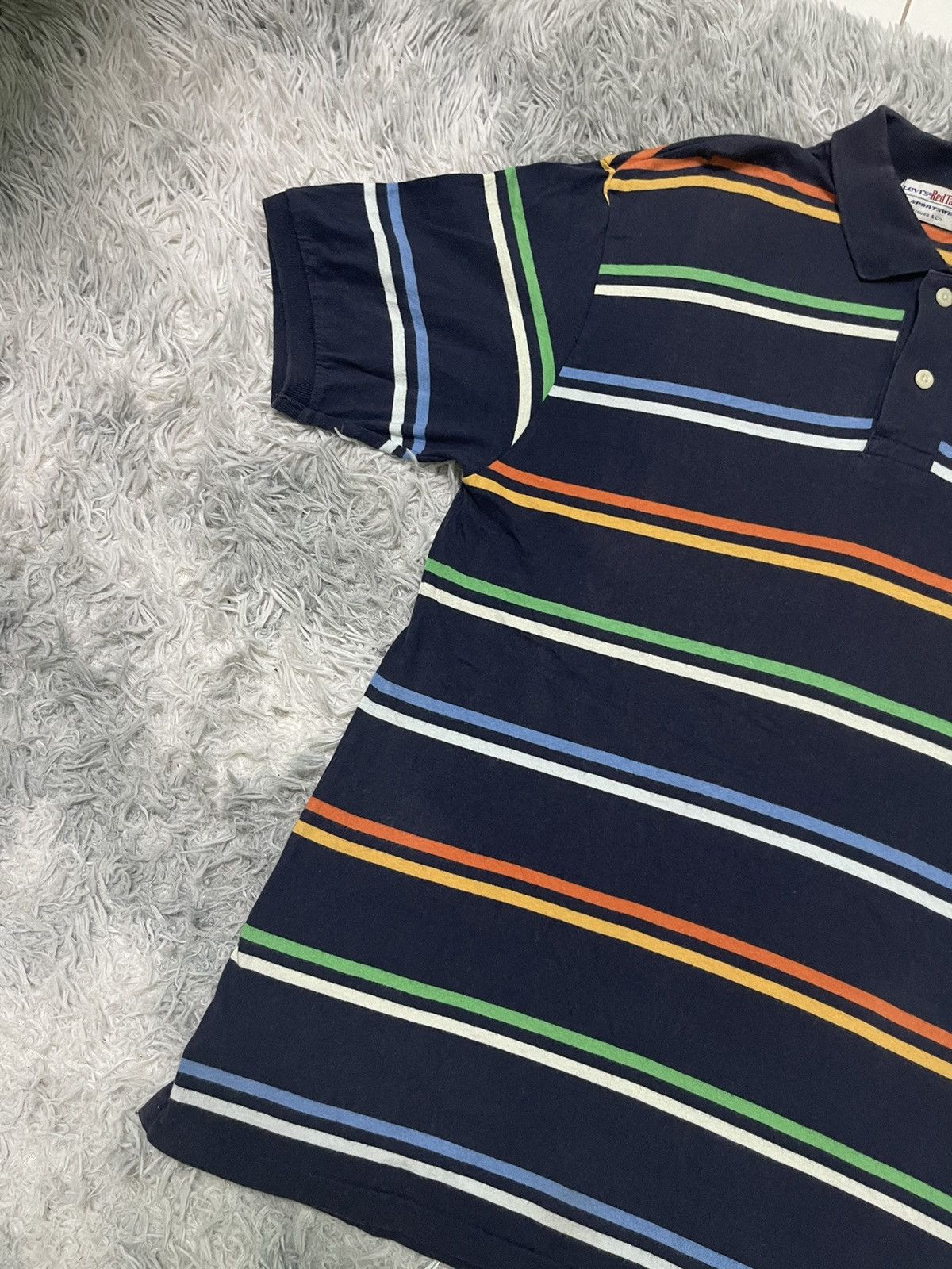 Japanese Brand × Levi's Vintage Clothing × Vintage 90s LEVIS STRIPES POLO SHIRT RARE DESIGN Size US M / EU 48-50 / 2 - 3 Thumbnail
