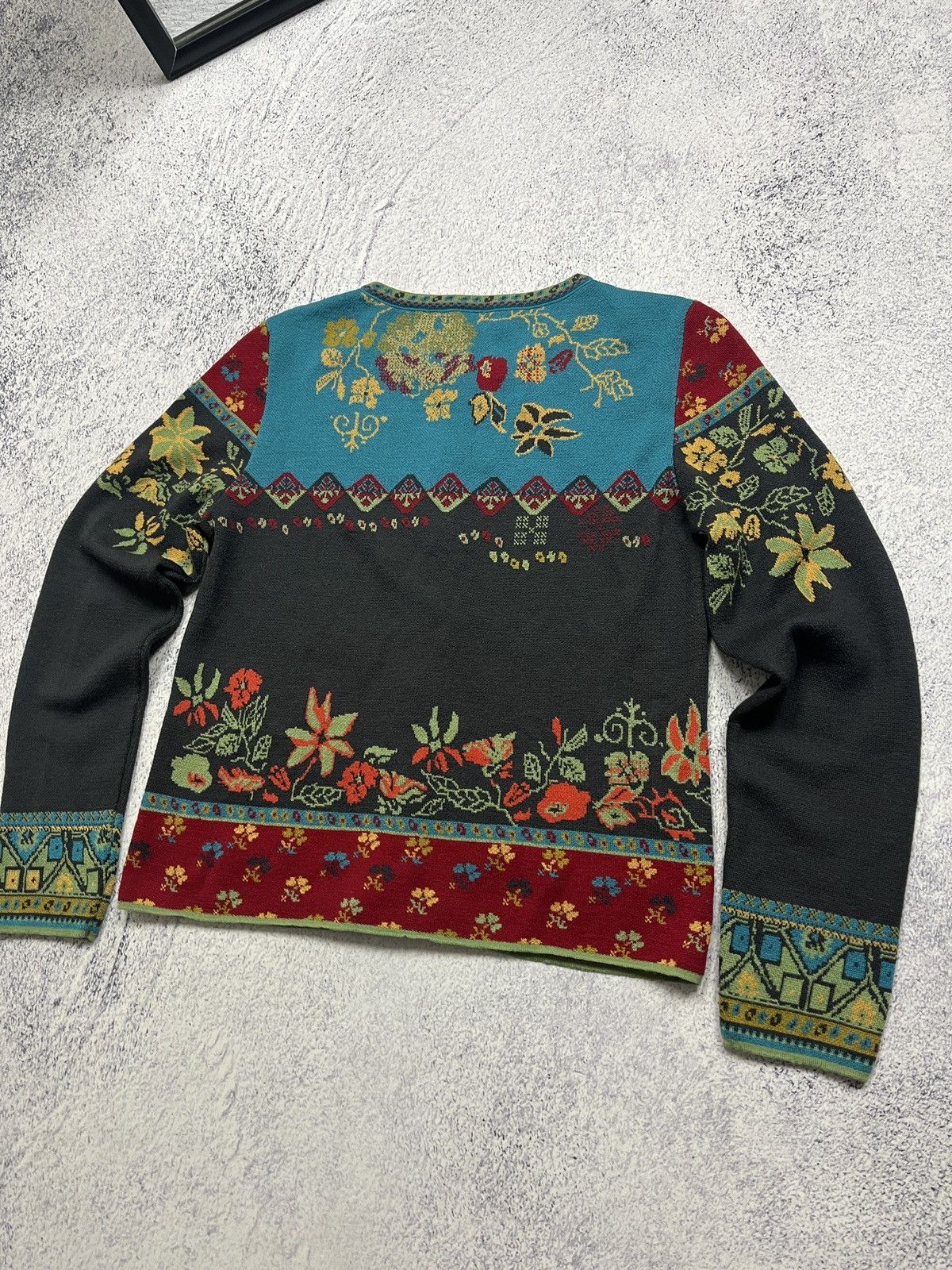 Japanese Brand IVKO Geometric Pattern Flowers Motif Women’s Cardigan Size S / US 4 / IT 40 - 7 Thumbnail