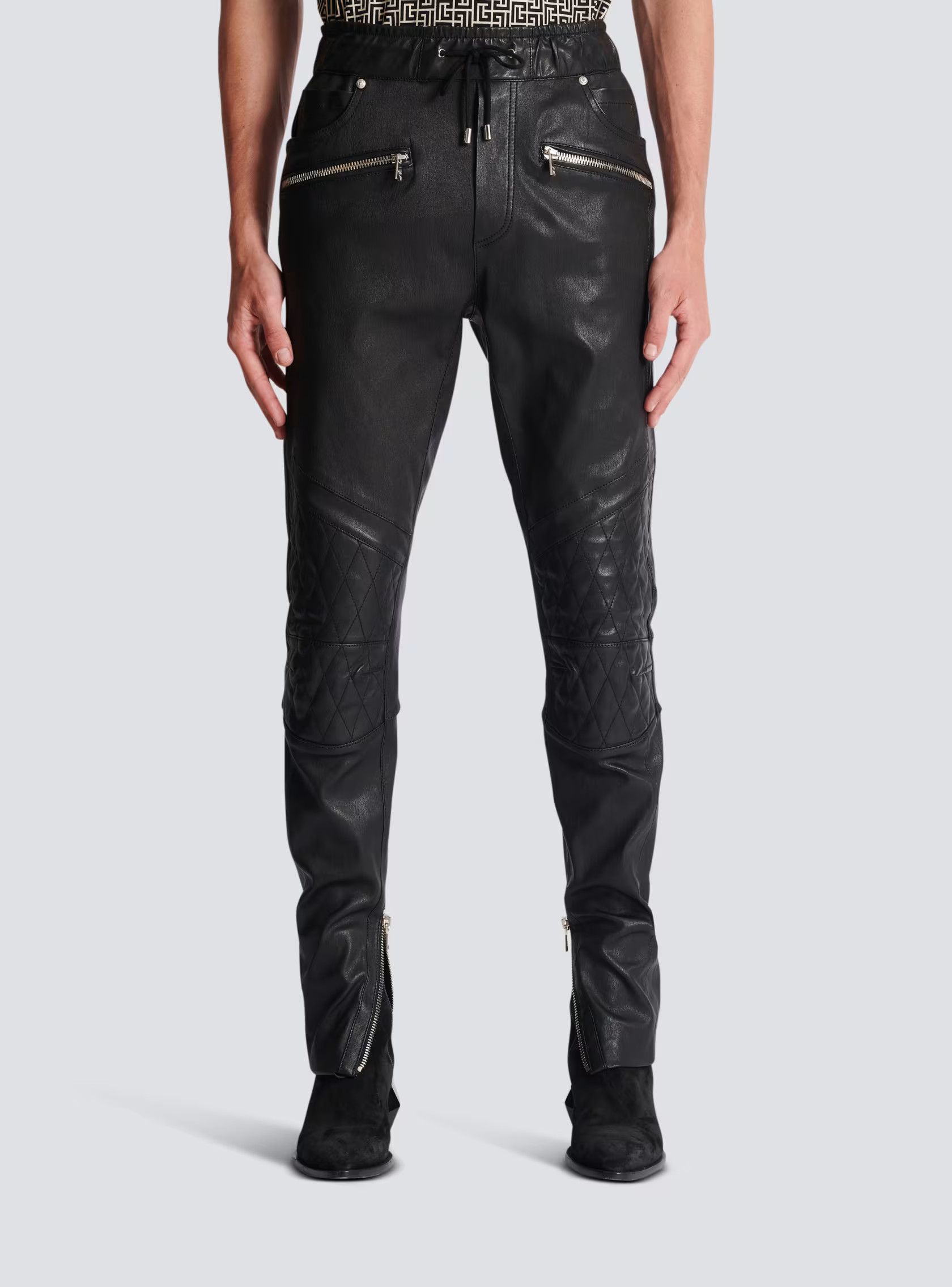 Balmain o1s1wg110125 Stretch Leather Trousers in Black Size US 36 / EU 52 - 5 Thumbnail