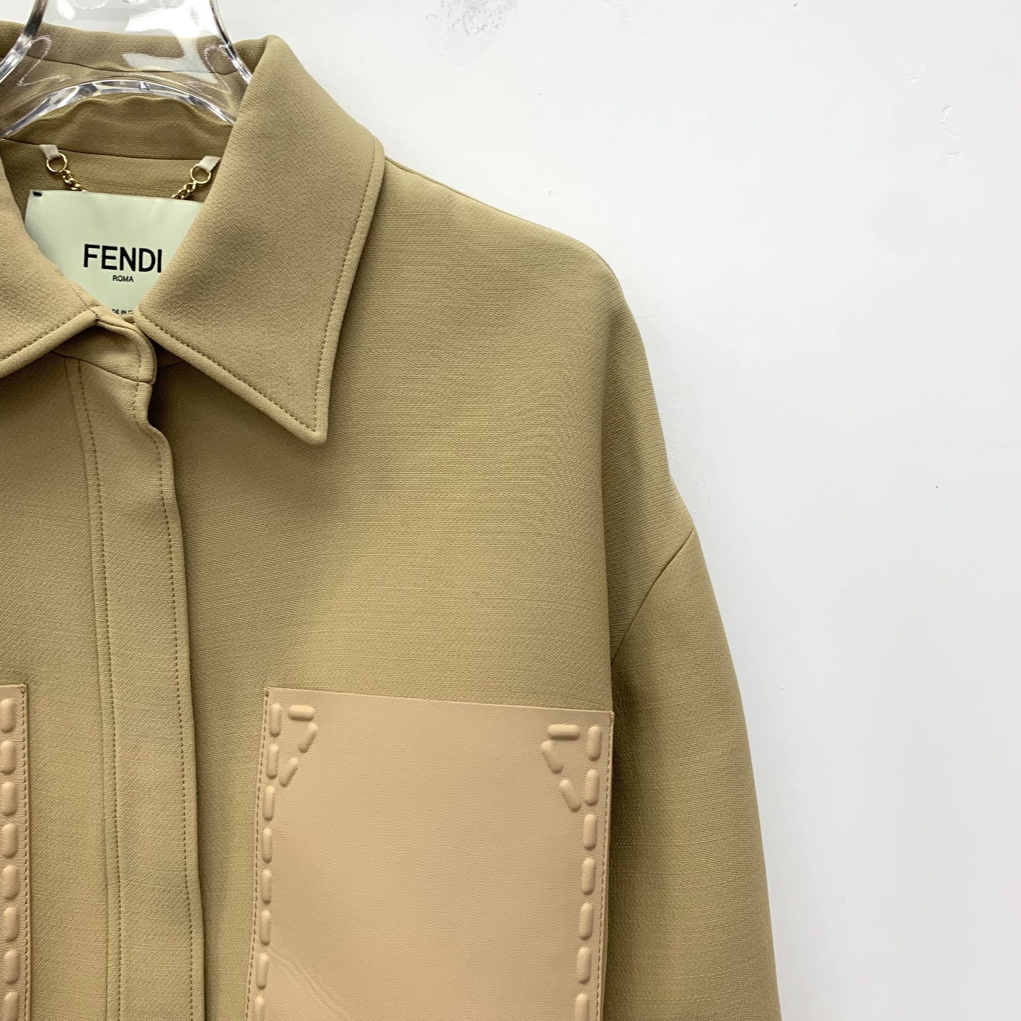 Fendi Fendi Womens Beige Belted Patch Pocket Jacket Size 38 S Wool Size XS / US 0-2 / IT 36-38 - 7 Thumbnail