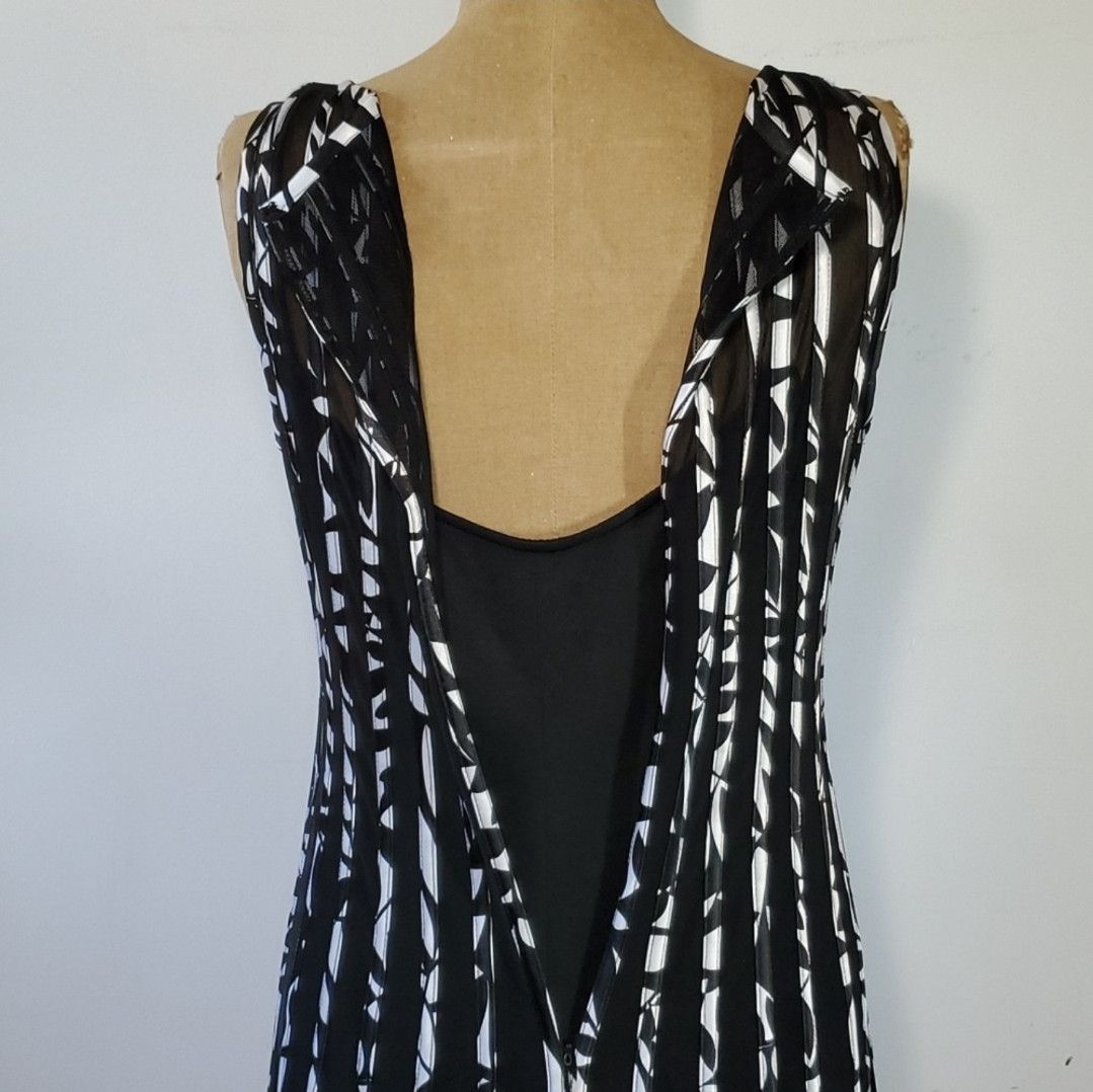 Other Xscape Size 14/XL Dress Black White Floral Stripe Sleeveless Size L / US 10 / IT 46 - 9 Thumbnail