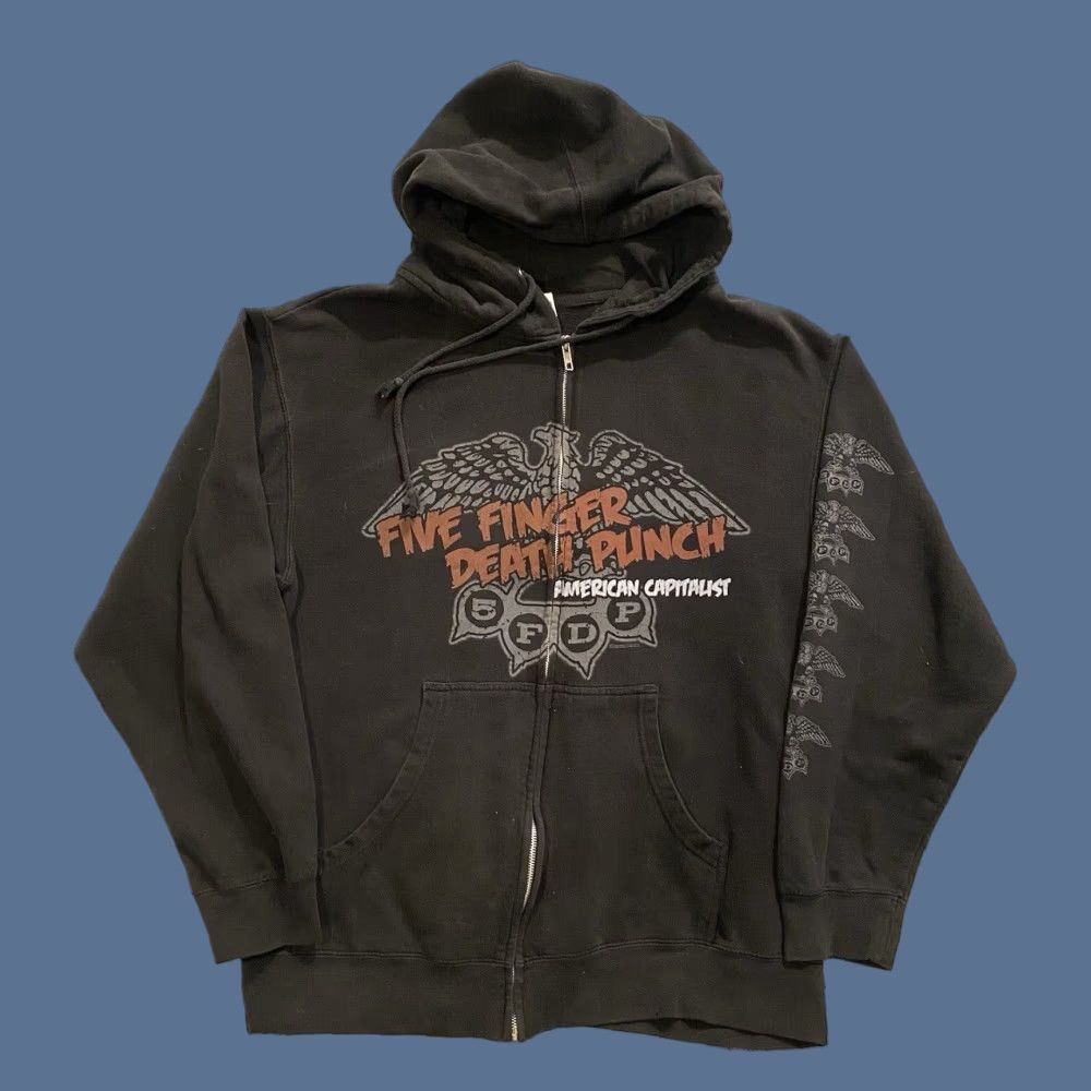 Doublet Five Finger Death Punch American Capitalist Hoodie Men's M Black Zip Full Zip Graphic Print Hooded Size US M / EU 48-50 / 2 - 1 Thumbnail