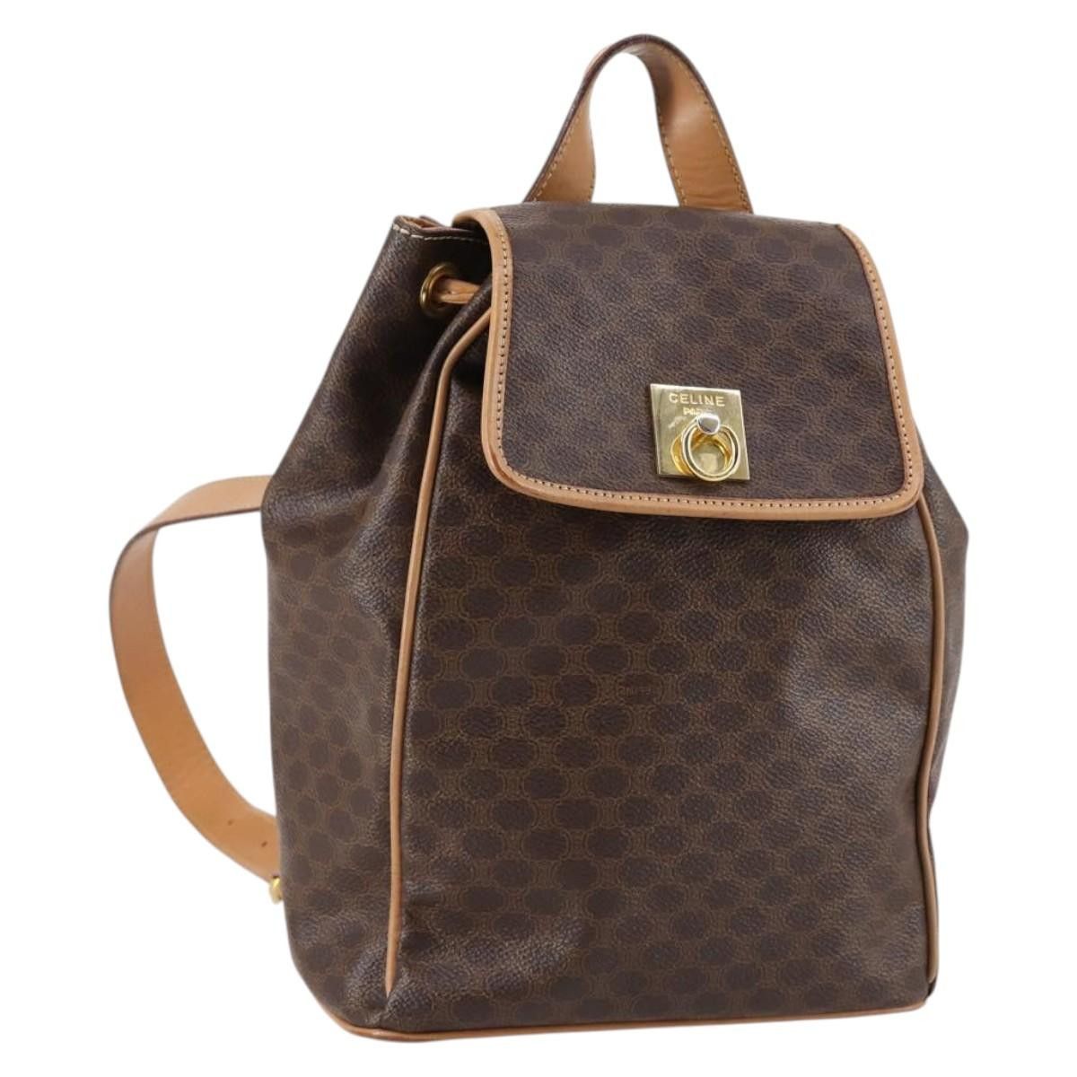 Celine CELINE Macadam Canvas Backpack Pvc Leather Brown Gold Size ONE SIZE - 1 Thumbnail