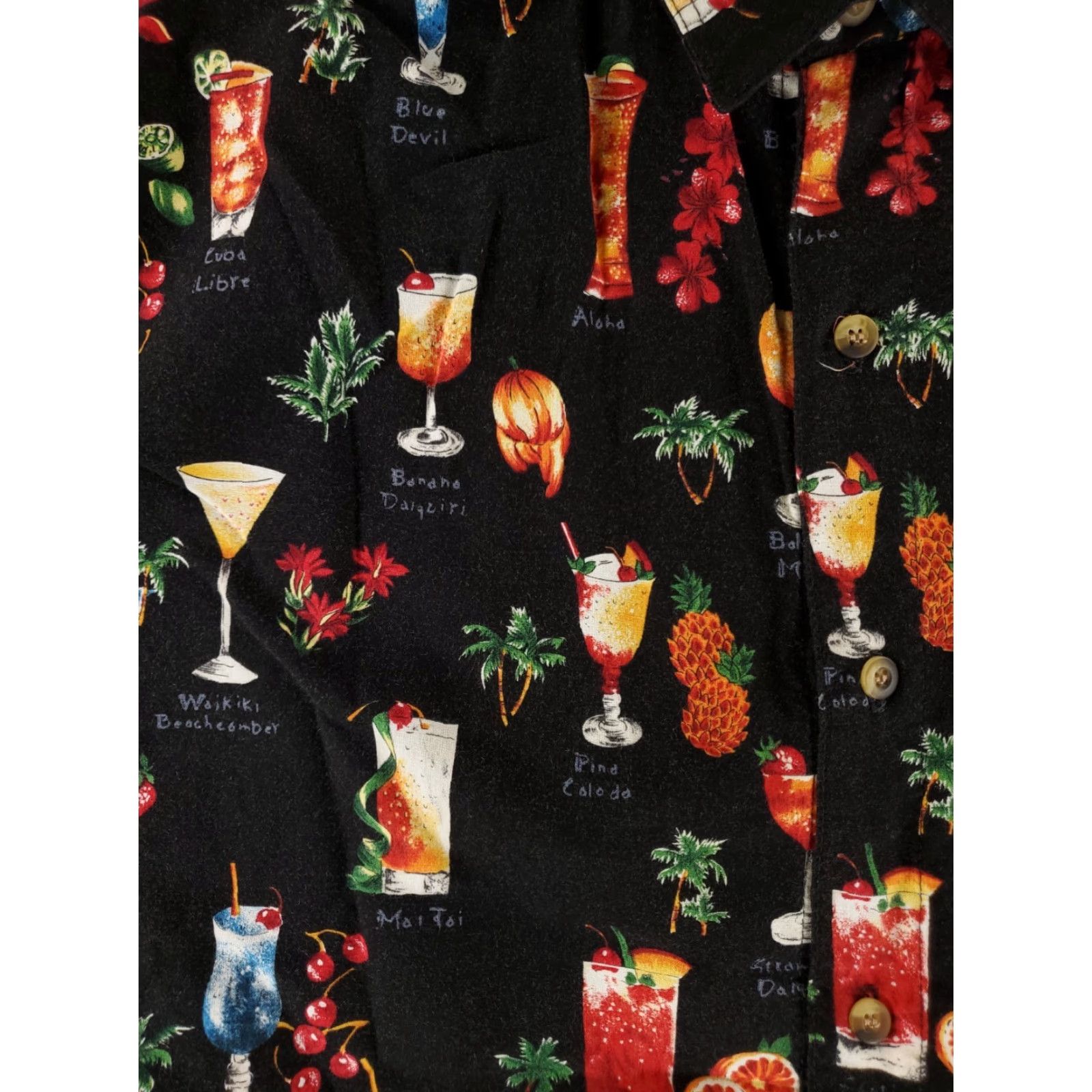 Vintage Weekender Shirt Cocktails Short Sleeve Hawaiian Button Up Black Mens L Mens L Size US L / EU 52-54 / 3 - 2 Thumbnail