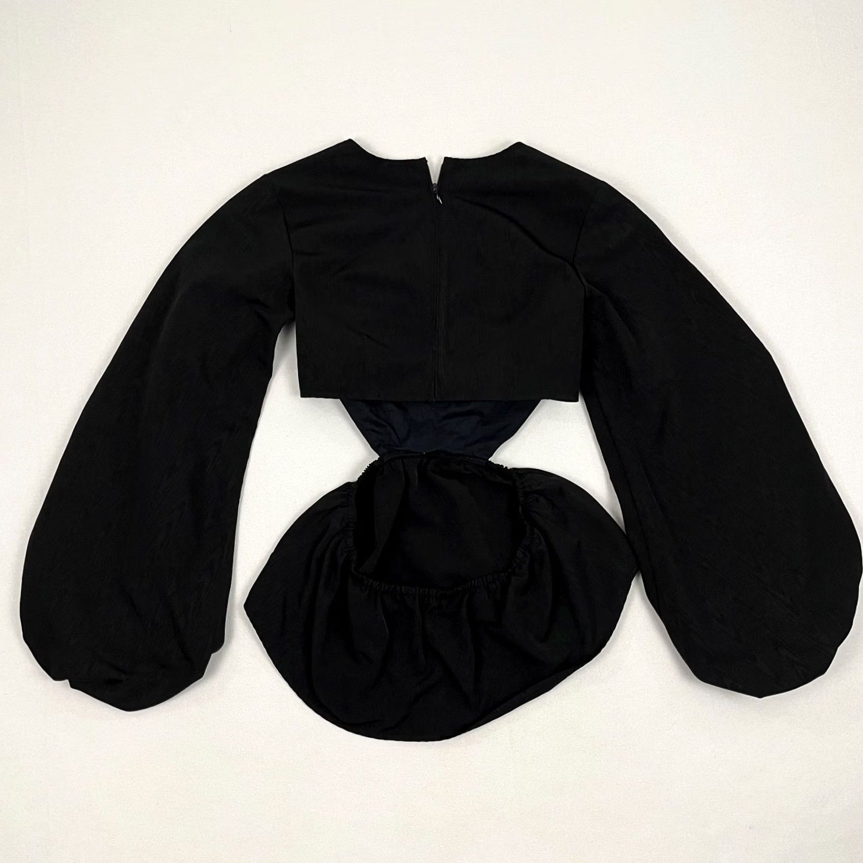 Staud Staud Ivy Top Womens S Black Wood Grain Peplum Cut Out Festival Avantgarde Shirt Regular Womens Black Ivy Top S Size S / US 4 / IT 40 - 3 Thumbnail
