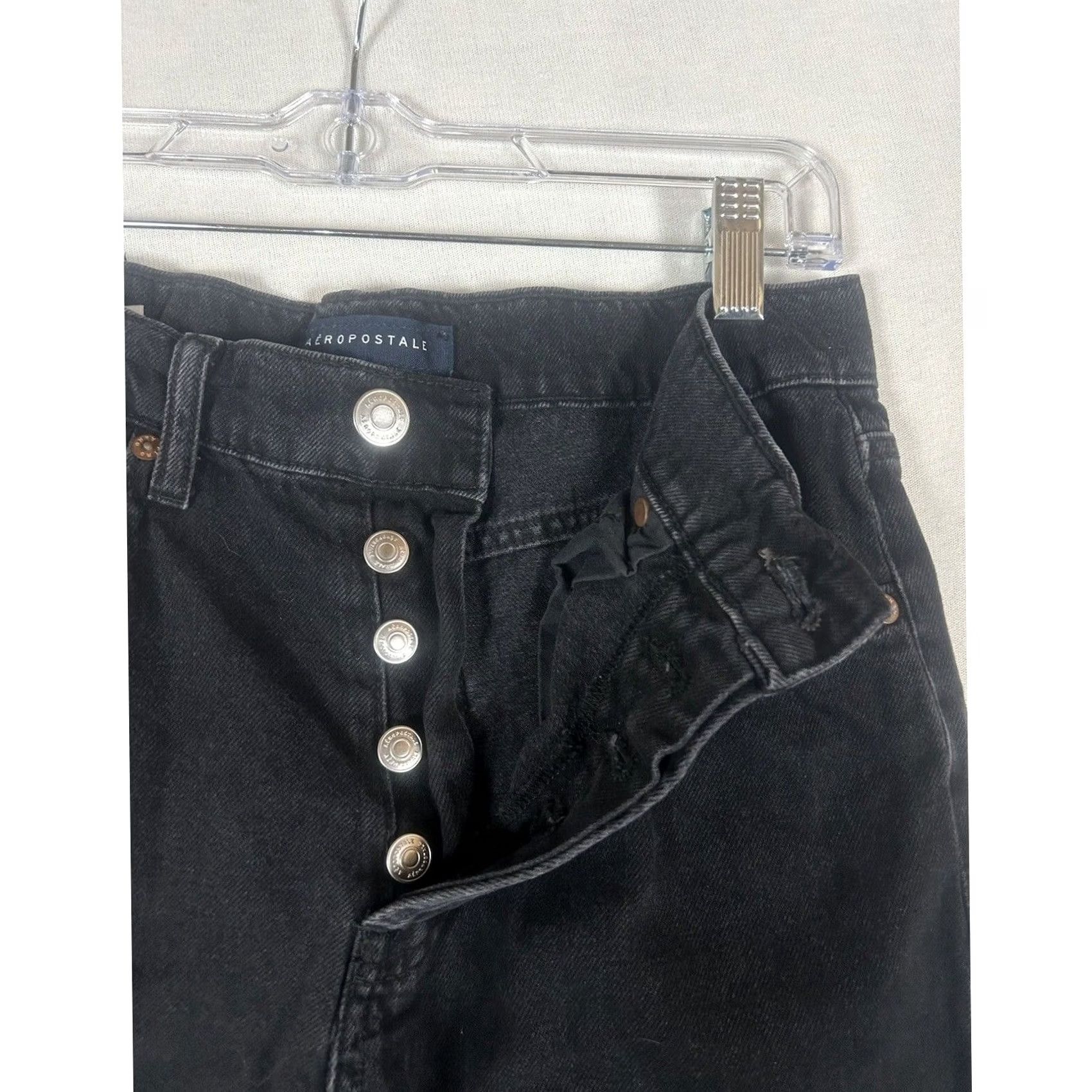 Vintage Aéropostale Jeans Baggy 90s Womens Size 4 REG Button Fly Black High Rise Y2K Size 27" / US 4 / IT 40 - 2 Thumbnail