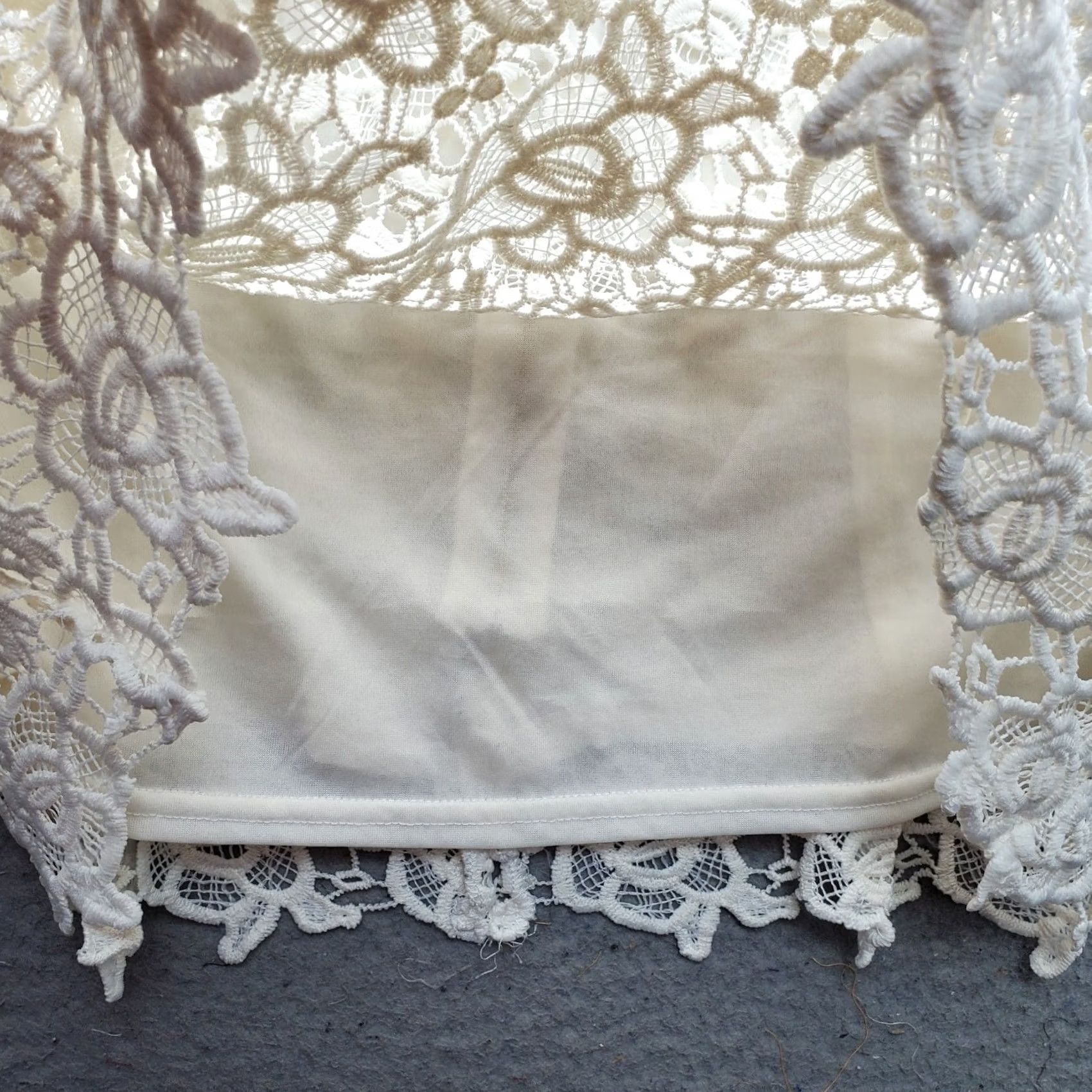 Nanette Lepore Nanette Lepore Tank Women's L Tan Stretch Crochet Lace Detail Back Zipper Tank Top Sleeveless Basic Shirt Size L / US 10 / IT 46 - 3 Thumbnail