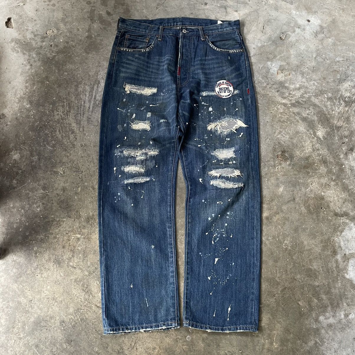 Wtaps WTAPS Extreme Distressed Patchwork Denim Selvedge Size US 34 / EU 50 - 1 Thumbnail