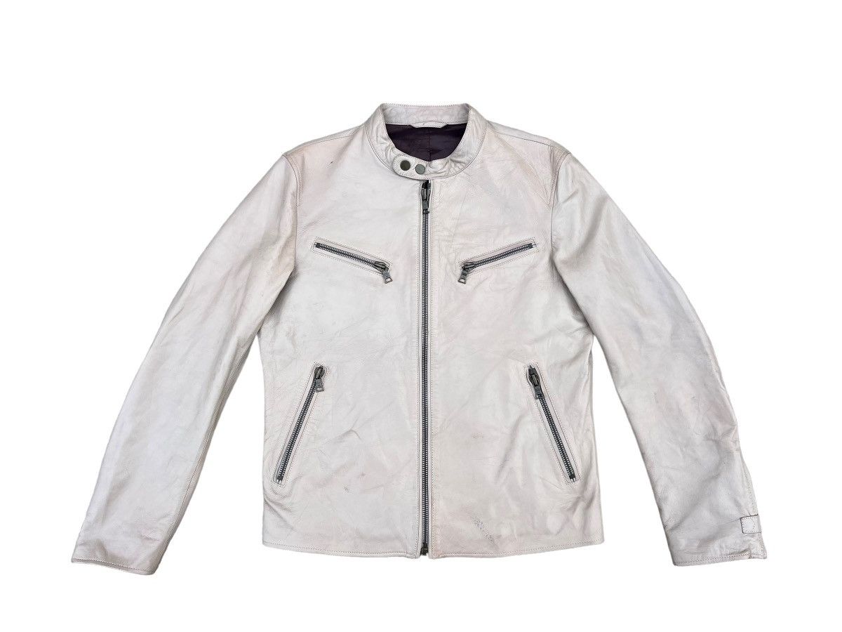 image of Leather Jacket x Paul Smith Patina Napa Sheep Leather Racer Jacket, Men's (Size Medium)