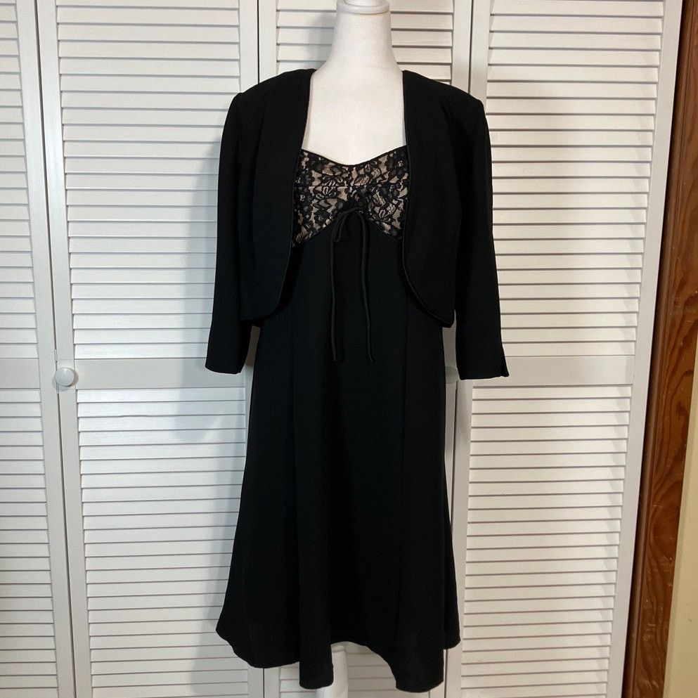 Other Madison Leigh Vintage Lace Cocktail Midi Dress Jacket 12 Size XL / US 12-14 / IT 48-50 - 3 Thumbnail