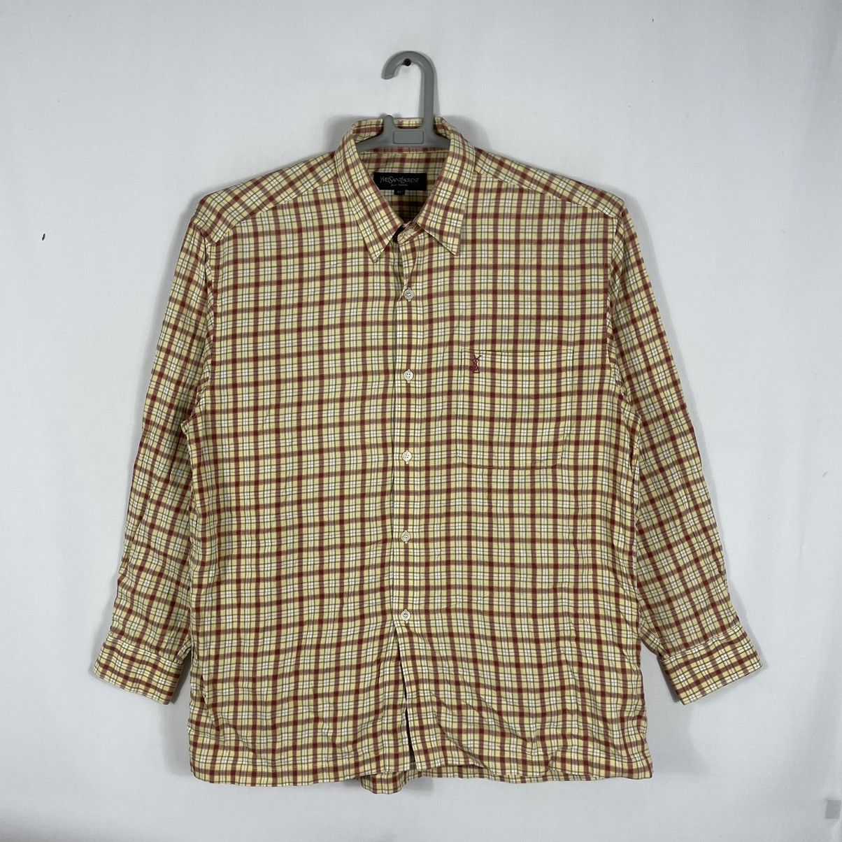 Yves Saint Laurent 🔥Rare🔥Yves Saint Lauren Pour Homme Checkerd Buttons Shirts Size US L / EU 52-54 / 3 - 1 Thumbnail