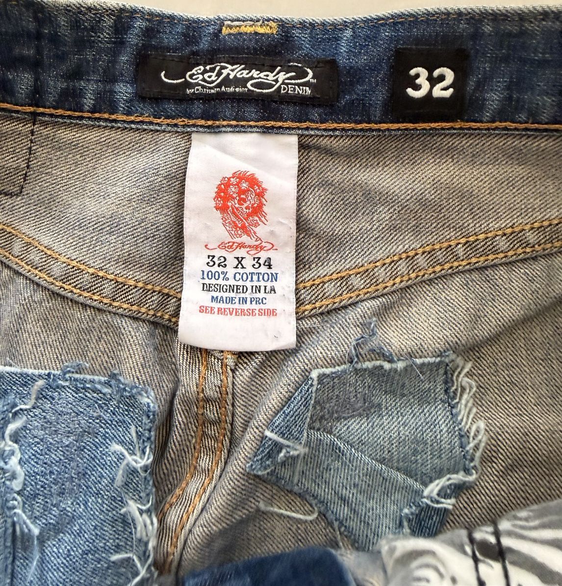 Ed Hardy Vintage Double Skull Rhinestone Ed Hardy Jeans Size US 32 / EU 48 - 8 Thumbnail